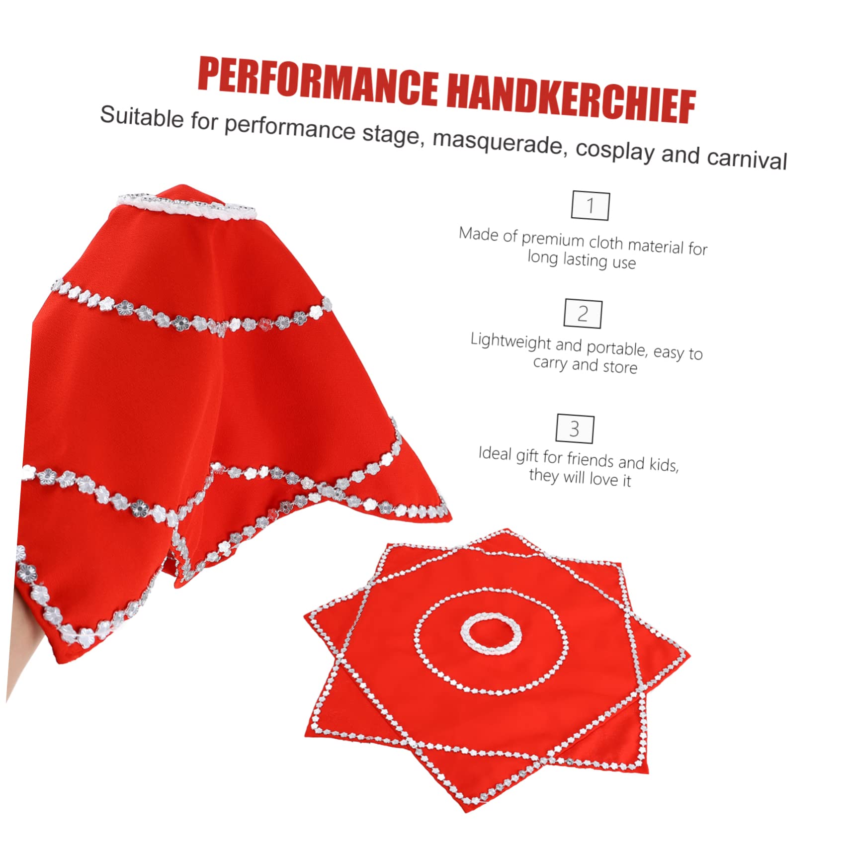 Tomaibaby Pañuelo de Danza Toalla Octogonal Pañuelo Rojo Chino para Malabares Cuadrados Escenario Rendimiento Prop