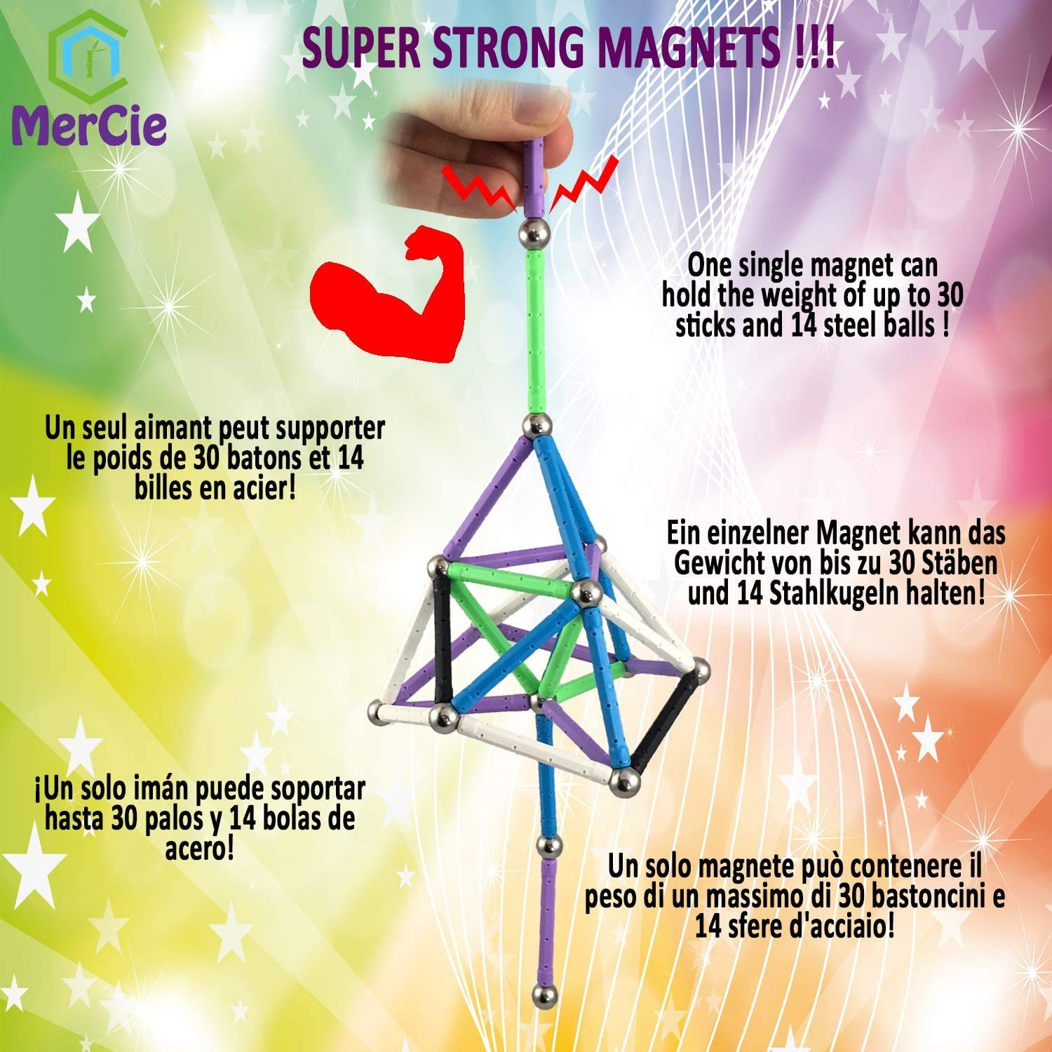 Magnetische bouwstenen │ 156 stuks inclusief grote sticks met krachtige Magnetische bouwstenen │ 156 stuks inclusief grote sticks met krachtige