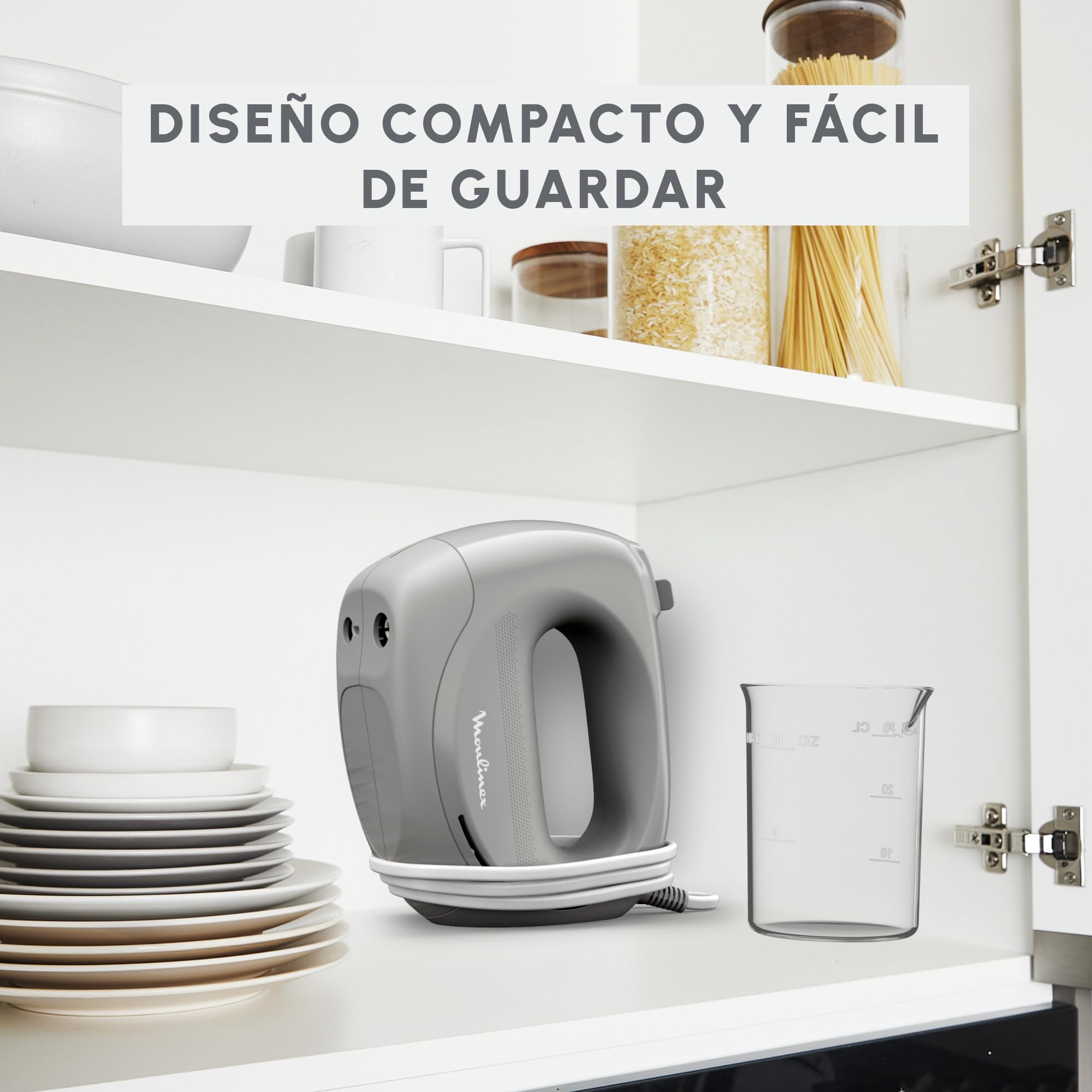 Moulinex Easy Max, Batidora amasadora, 300 W, Compacta, Mezclas homogéneas, Preparación rápidas de salsas, HM262BF0