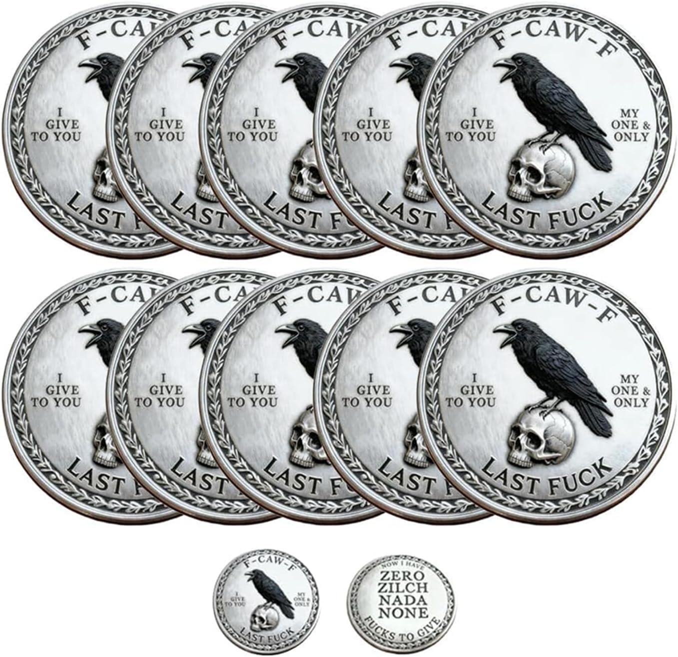 The F-Caw-F “Last Fuck” Coin Funny Raven Coin — for Those Who Laugh at Life and Give Zero F*CKS!The F-CAW-F Coin for Novelty Collectible Challenge Coin Gag Gift for Friends (20pcs)