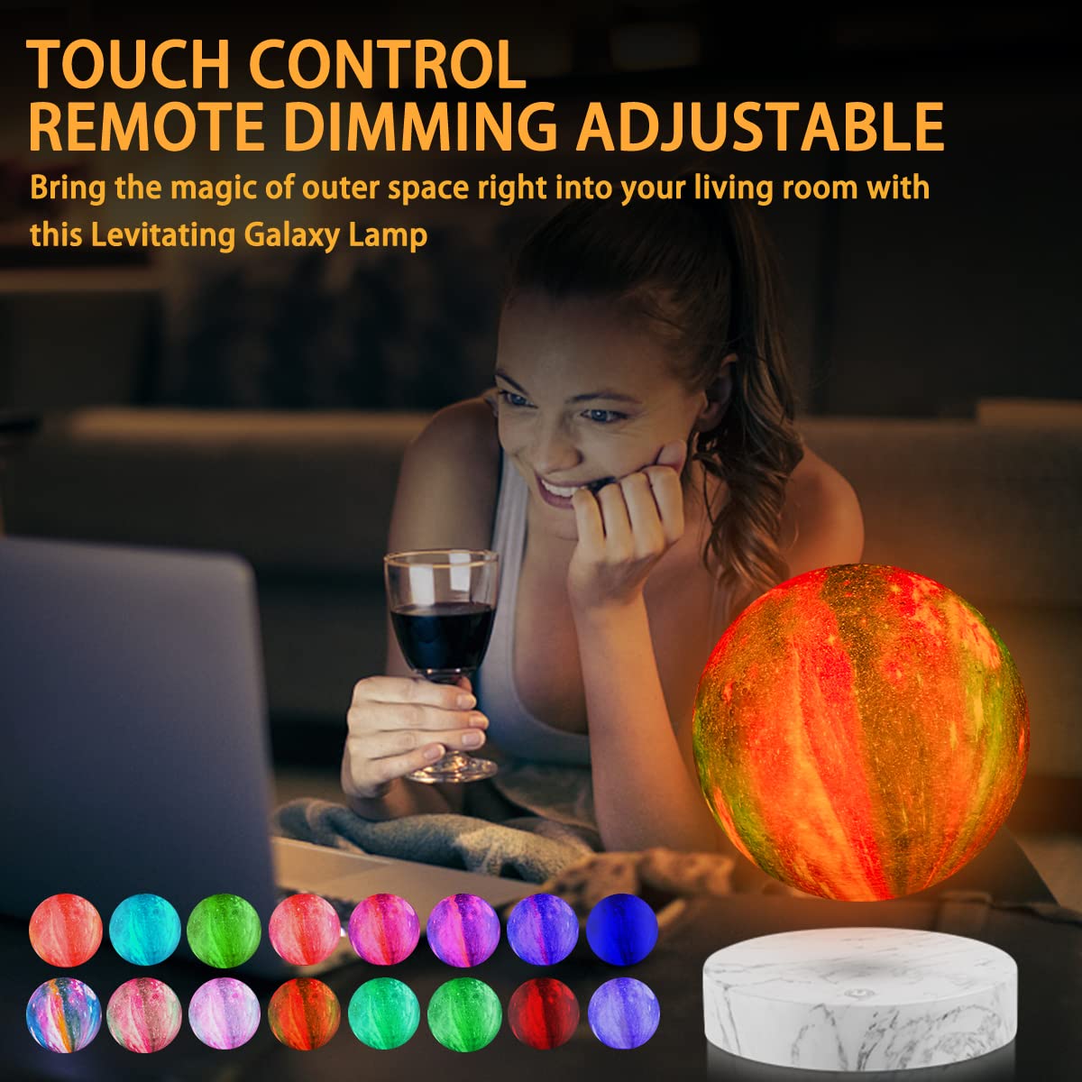 UVEHAS Lampada Luna Galleggiante - Levitazione Galassia Luna Luce Telecomando 16 Colori LED Levitazione Magnetica Filatura 3D Stampa Lunare Luci Notturne Scrivania Lampada Decorativa regali creativi