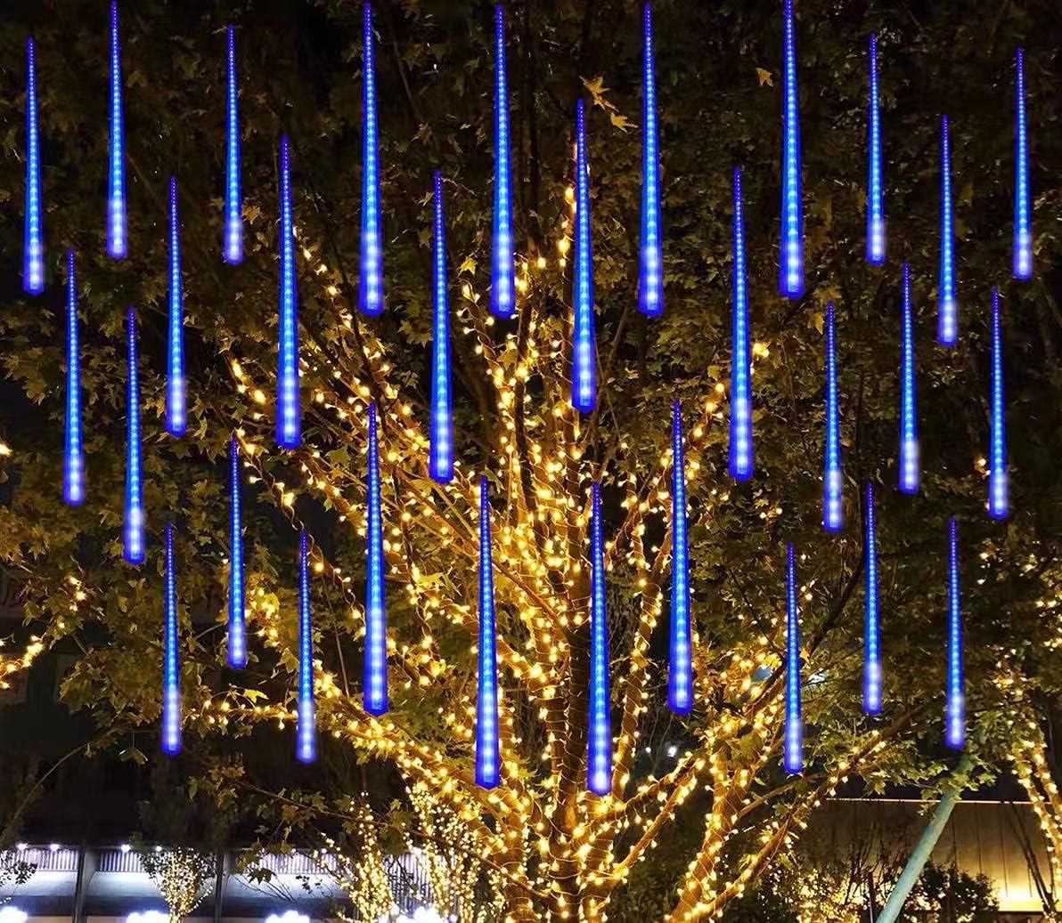 LAMPHOME Meteor Shower Rain Light,19 inch 10 Tubes 480 LED String Light for Indoor/Outdoor Use,Snowfalling Rain Drop Waterproof Cascading Lighting for Christmas,Wedding,Patio Lawn,Garden(Warm White)