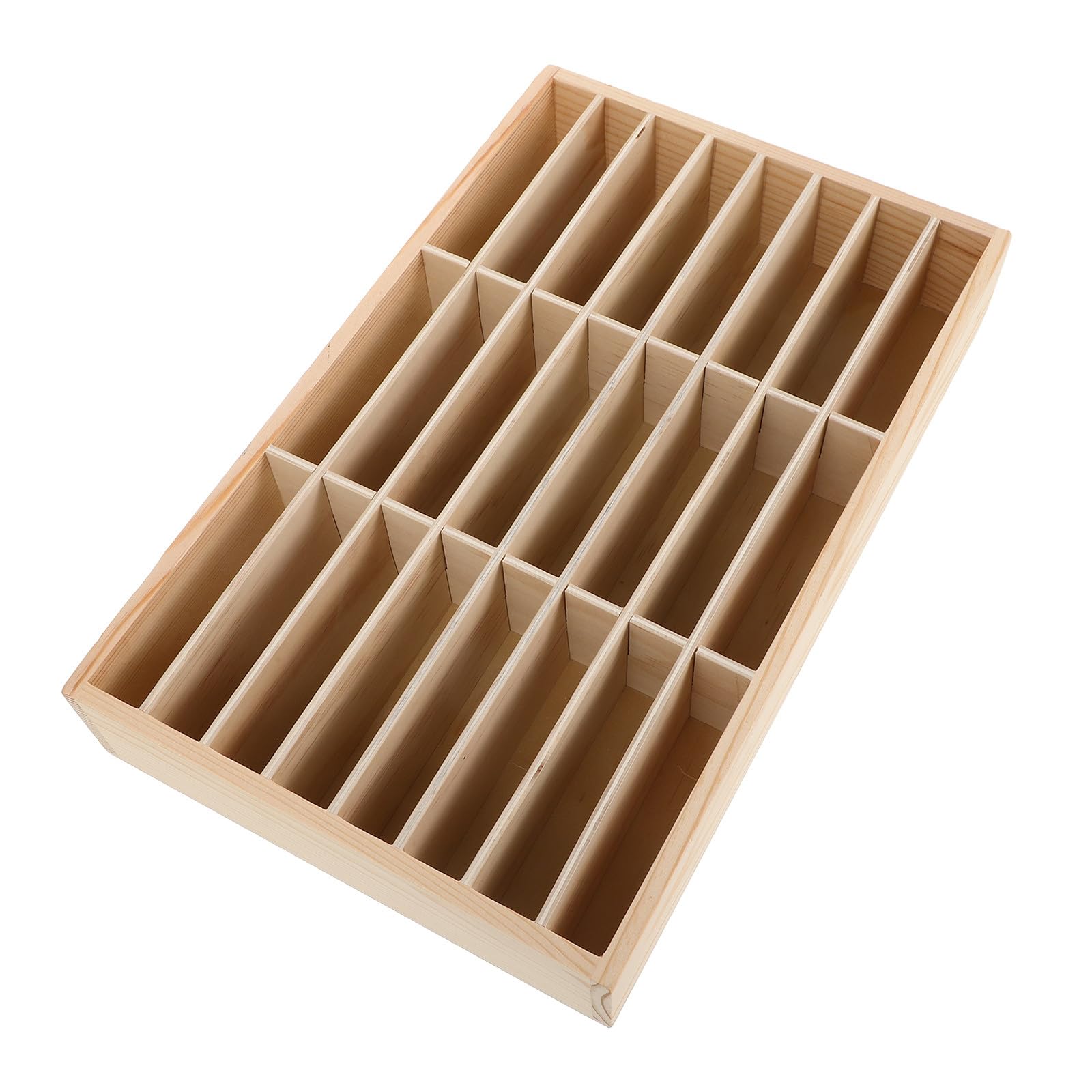 Boîte de rangement en bois beige Healvian avec compartiments pour bureau