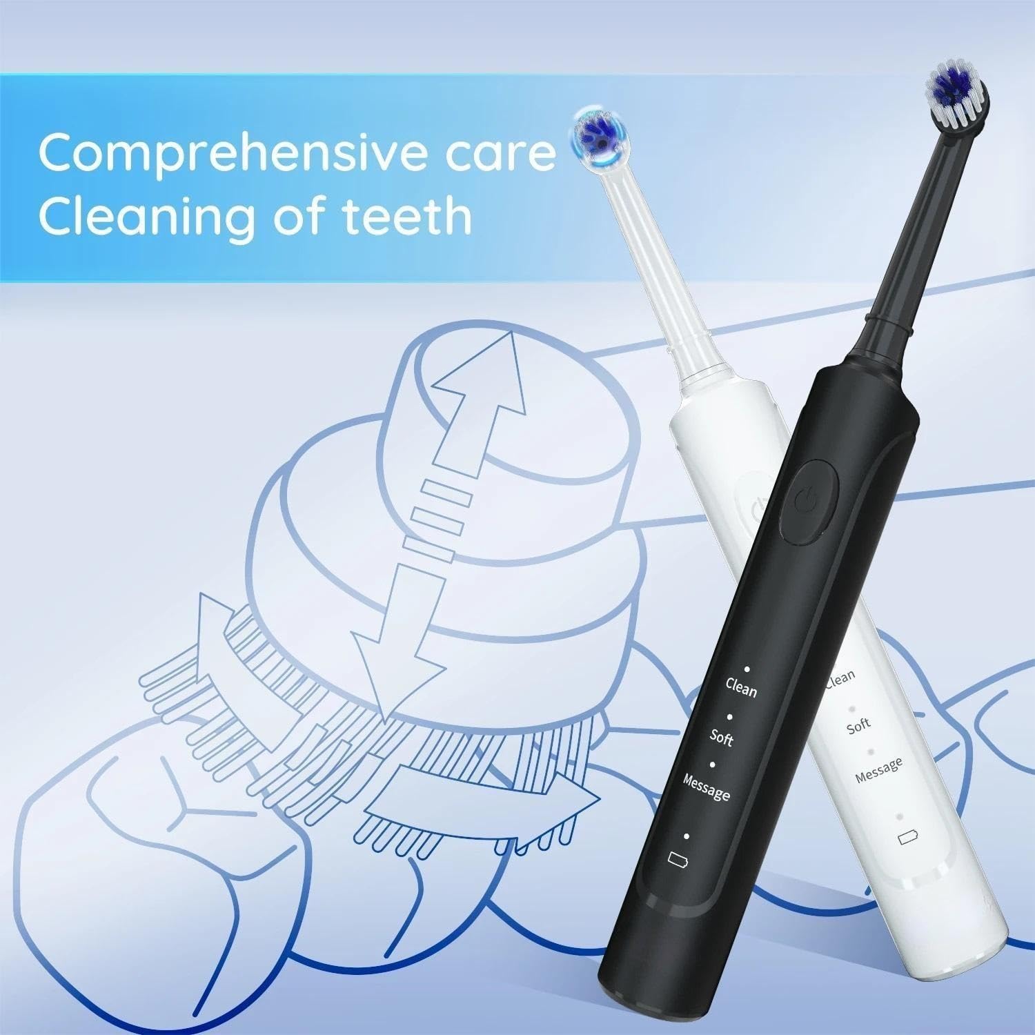 Spazzolino elettrico Rotazione Denti Puliti Adulto Spazzolino da denti Elettrico Spazzolino da denti con 4 Testine Extra