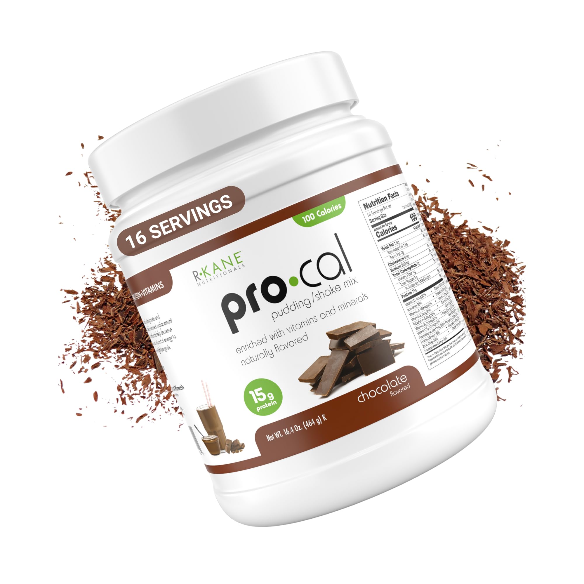 Pro-Cal Chocolate Meal Replacement Powder, 16.4 oz – High Protein, Low Calorie Shake & Pudding Mix – 16 Servings, Delicious & Easy to Prepare – Supports Healthy Weight Management (16.4 oz (Pack of 1),