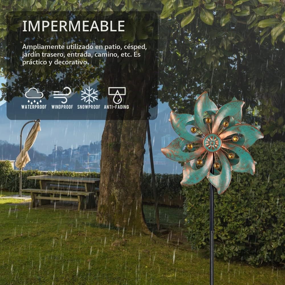VEWOGARDEN - Molinillos de Viento para decoración de jardín, pequeños molinillos de Metal Impermeables para Patio y jardín, 94 x 25,4 cm (aspa Doble)