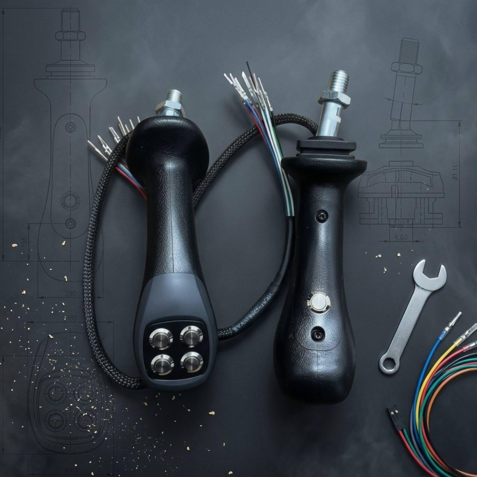 Mando Tipo Joystick para Excavadoras, Palanca de Control con Cinco Botones, Ergonómico, Cómodo, Fabricado en Aluminio, Apto para Sustitución de Compon, 1 Par