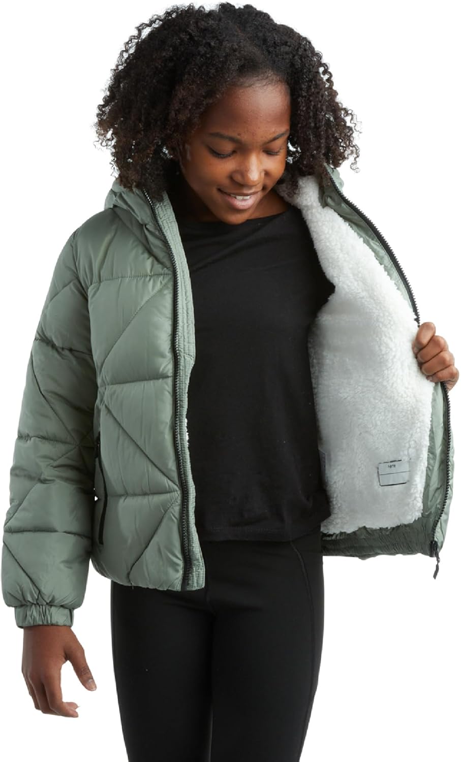 Reebok Girls Winter Coat - Heavyweight Quilted Sherpa Fur Lined Cropped Parka Puffer Jacket - Warm Winter Coats for Girls - Image 2