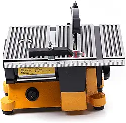 Serra de mesa de corte pequena, serra de mesa de esquadria de 60 W, serra de mesa de trabalho portátil, serra de mesa de corte de molde mini, pode cortar madeira, pedra, com 3 lâminas de serra