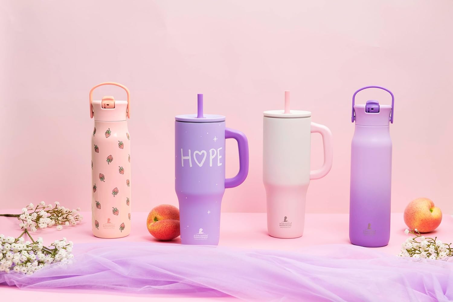 Zak Designs Sutton Travel Tumbler Benefiting St. Jude, For On the Go, 40oz Stainless Steel with Vacuum Insulation, Silicone Straw, and Carry Handle for Cold Drinks (Pink Ombre) - Image 8