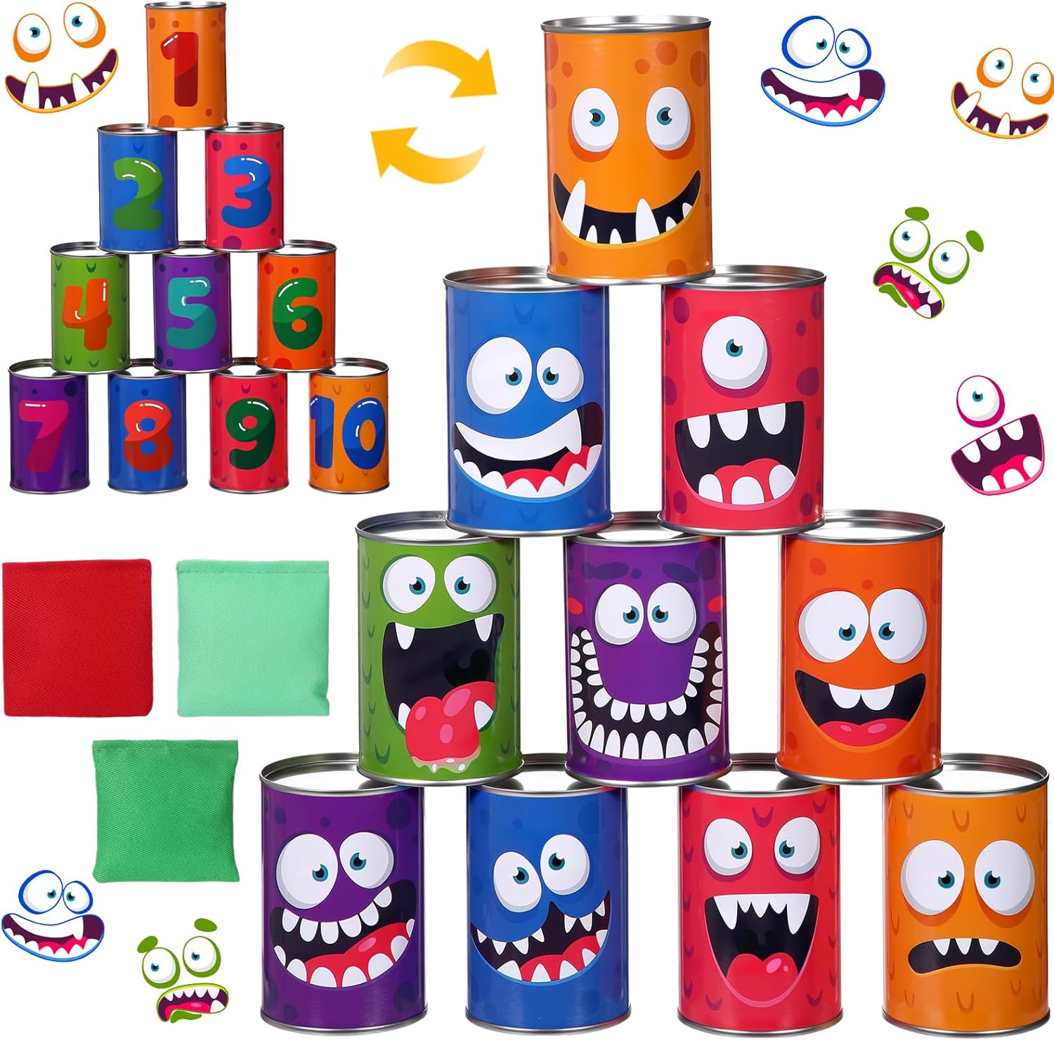 HyDren 13 Pcs Carnival Can Bean Games Bag Toss Festival Party Games for Kids Adults Carnival Supplies for Outdoor Indoor Family Birthday Homeschooling Lawn Yard Backyard Activities Game