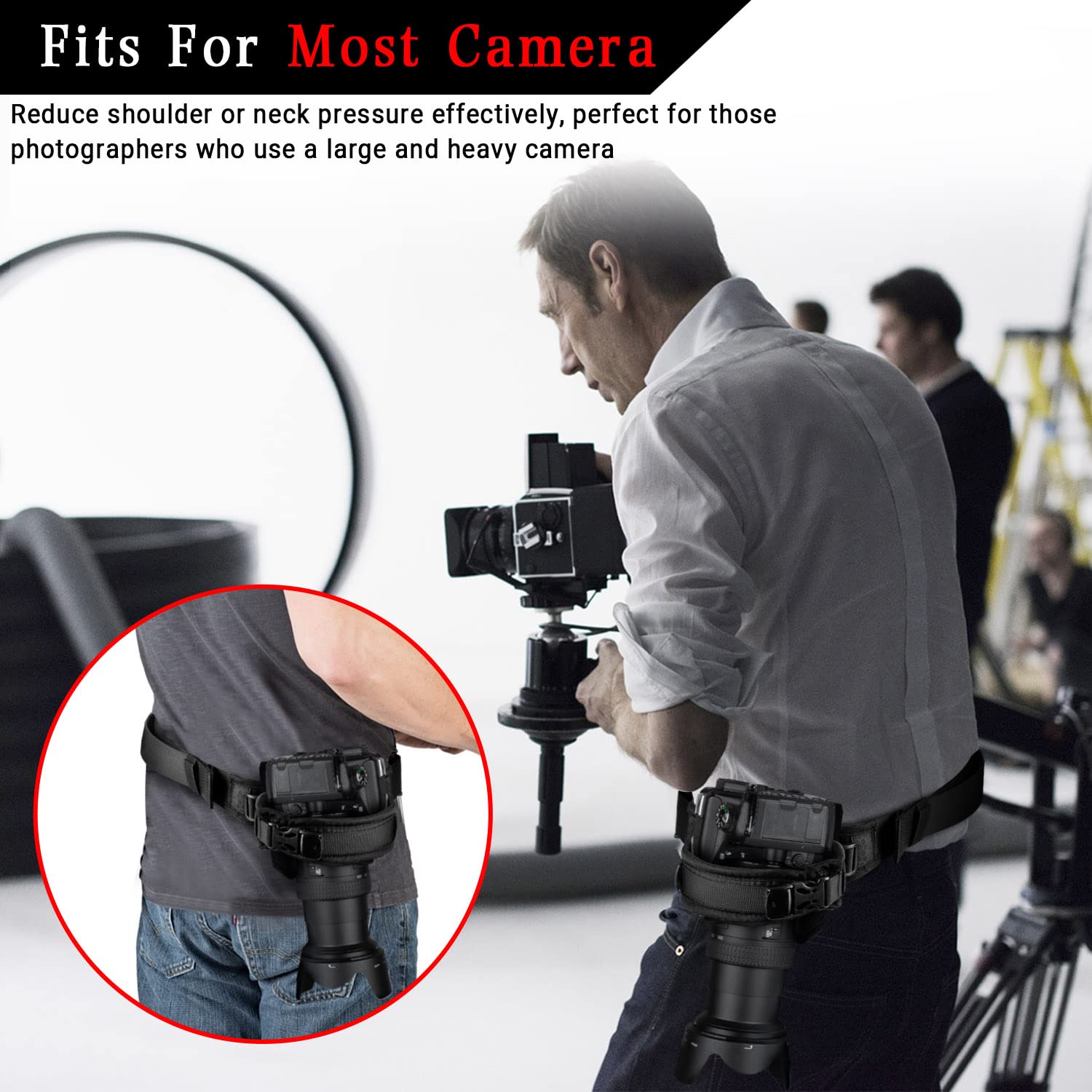 Anti-shake Decompressione Cintura in Vita della Fotocamera Sicurezza Regolabile Rilascio Rapido Cintura Fotografica DSLR/SLR Cintura della Fotocamera Reflex DSLR Canon Nikon Sony Pentax