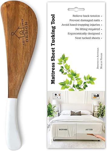 LIFT & TUCK DESIGN Herramienta de plegado de sábanas, diseñada en Australia, ergonómica, ayuda mejorada para la vida diaria, hecha en madera, alivia