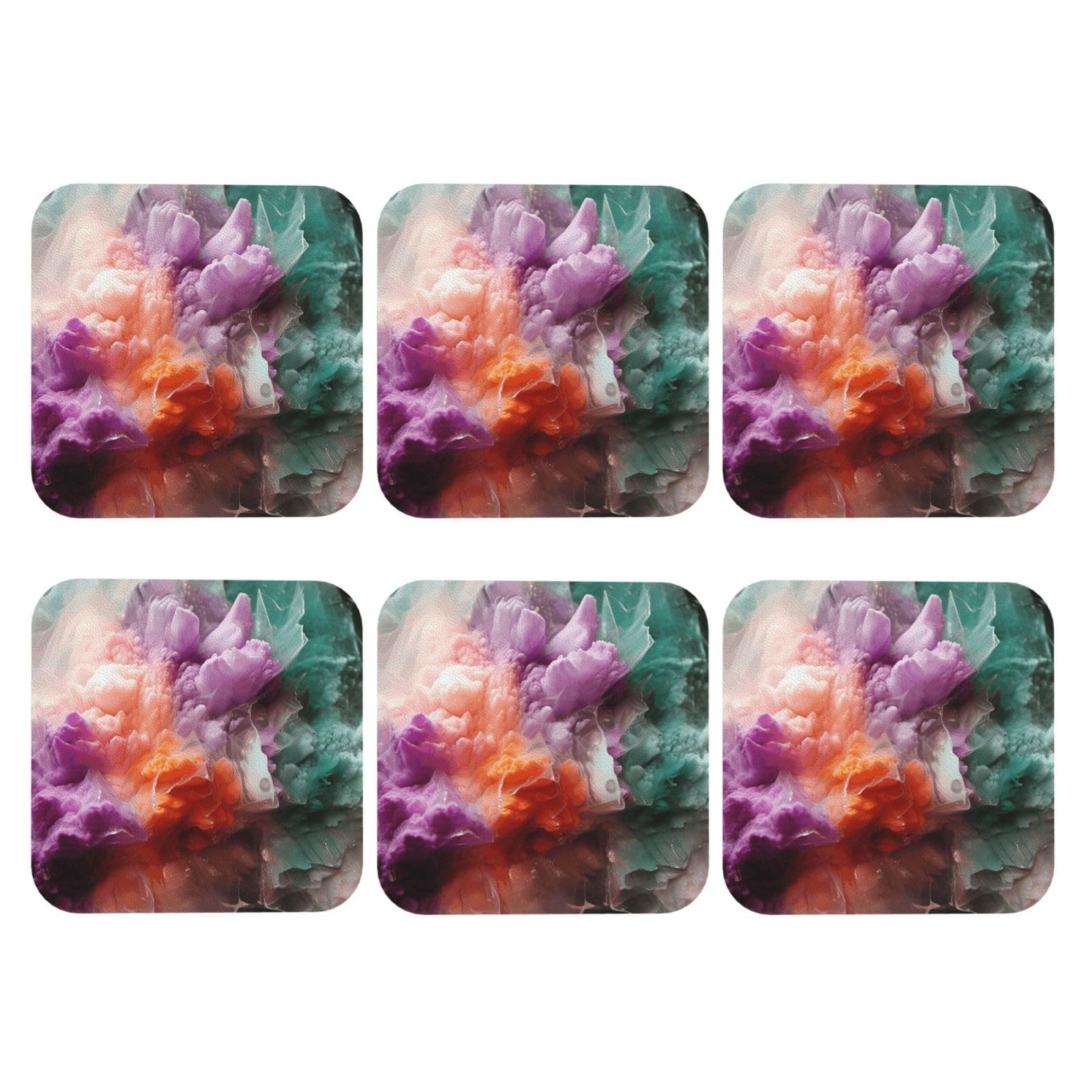6pcs Leather Coasters for Drinks, Colorful Drink Coasters for Tabletop Protection, 4" Cup Coasters for Coffee Table Decor, Non-Slip Drinking Cup Mat for Hot Or Cold Drink