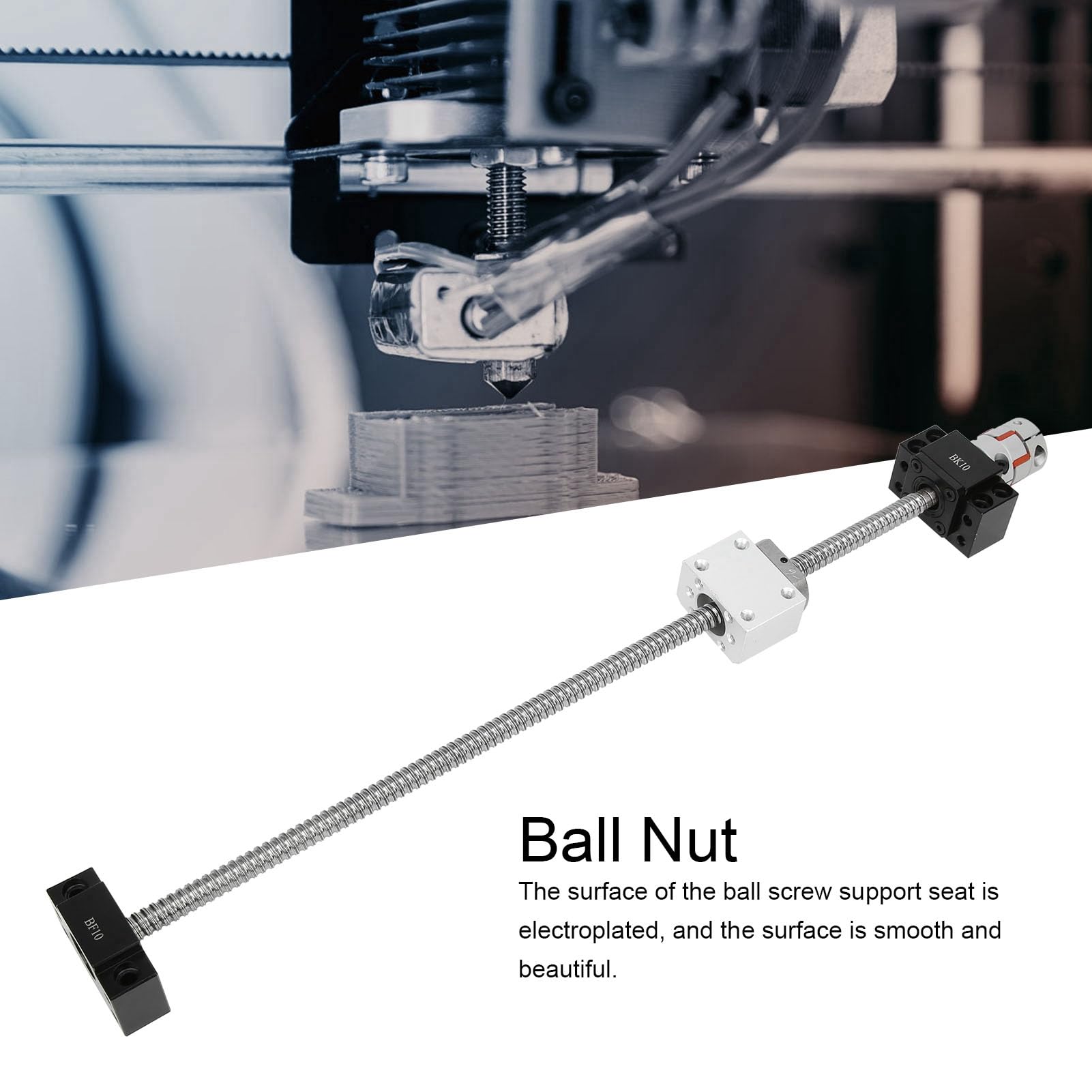 Kit d’écrou à vis à billes BK/BF10, vis à billes roulées à mouvement linéaire, ensemble d’écrou à billes en acier allié CNC avec coupleur et matériel de montage pour projets