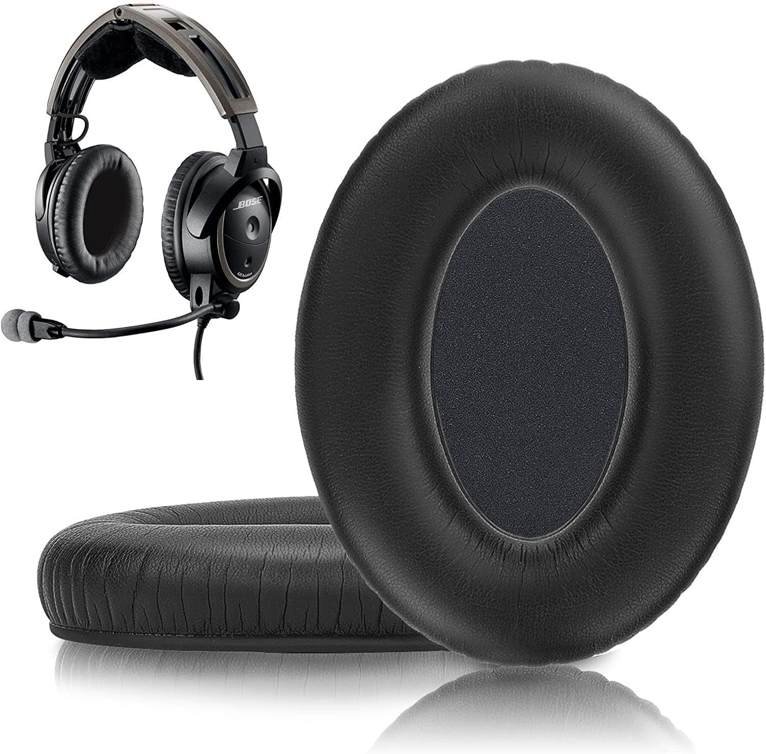 SOULWIT Cuscinetti Auricolari Di Ricambio Per Bose A20 E A10 – In Pelle Morbida Con Schiuma Ad Alta Densità, Isolamento Acustico, Sostituzione Facile In 5 Minuti, Nero - 5