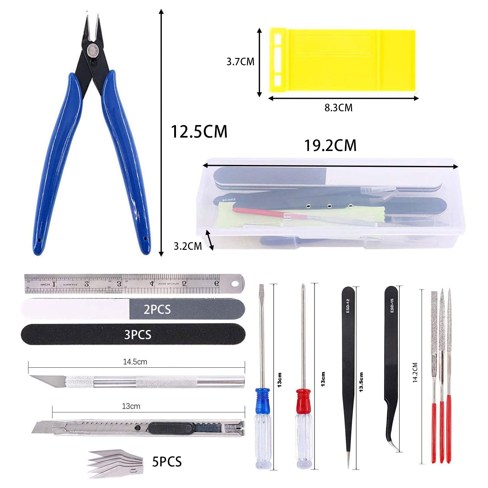 23 Pezzi Kit Modellismo Strumenti Base Modello per Gundam Model Tools Kit Attrezzi per Modellismo Hobby Building Craft Set Edifici Auto Aerei Modello Modellatore Riparazione e Fissaggio - 4
