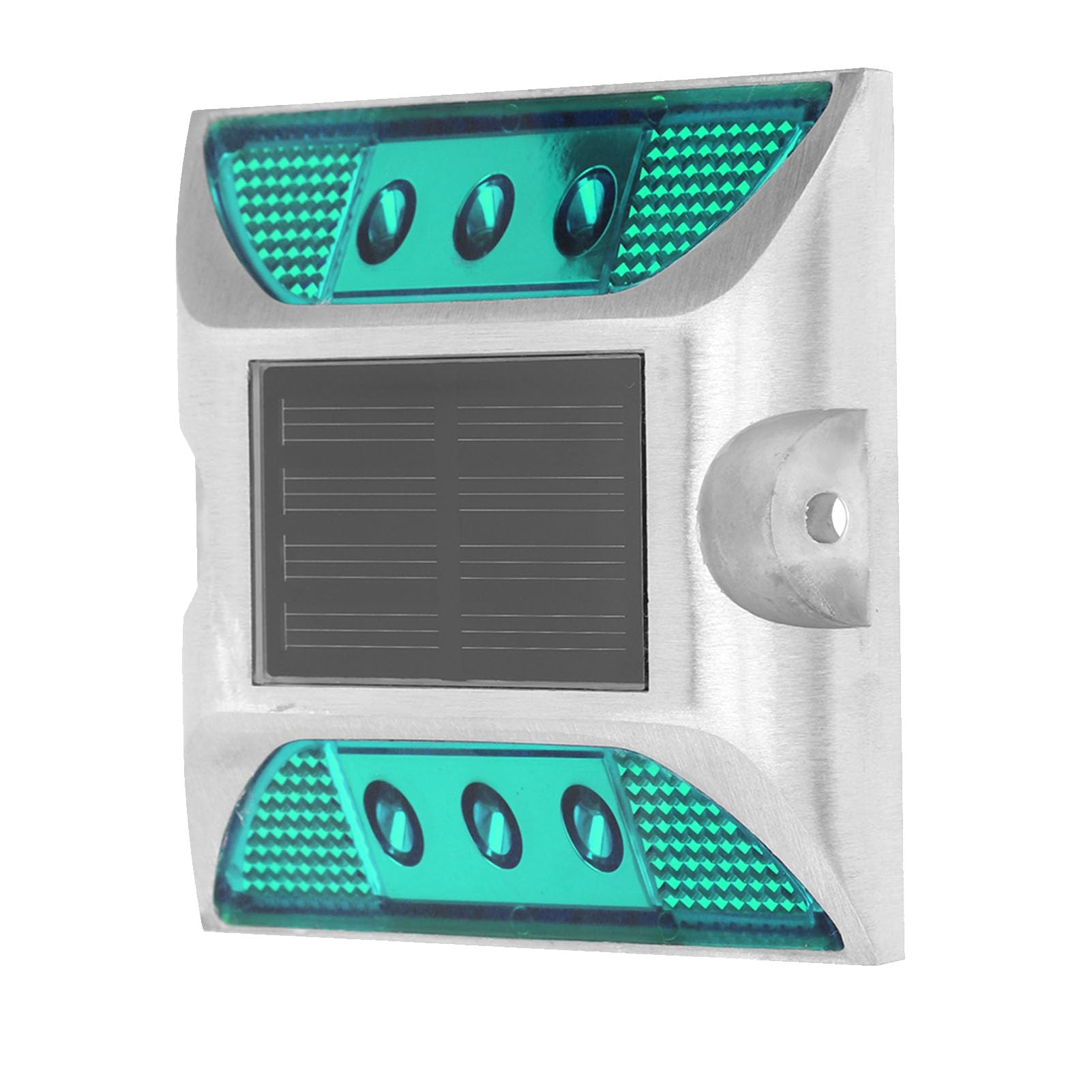 Pissente LED Solar Power Ground Lights, Cast Aluminium Road Studs for Driveways, 1000m Visibility for Outdoor Safety (Green)