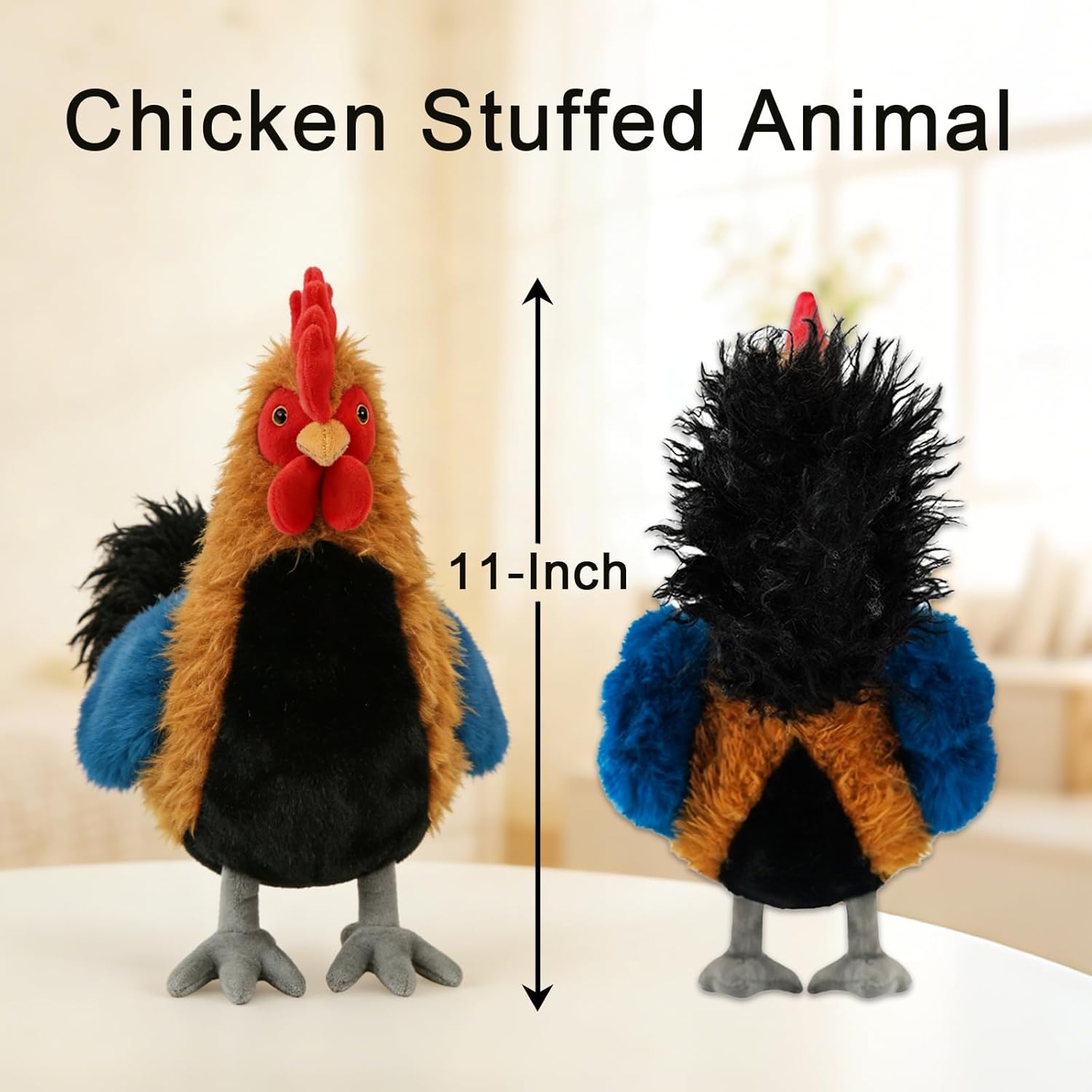 Realistic Chicken Stuffed Animal for Kids and Adults Soft Cute Chick Farm Animal Plush Toy Decor/Cuddle Toy for Christmas/Easter/Birthday Gifts (Brown Rooster)