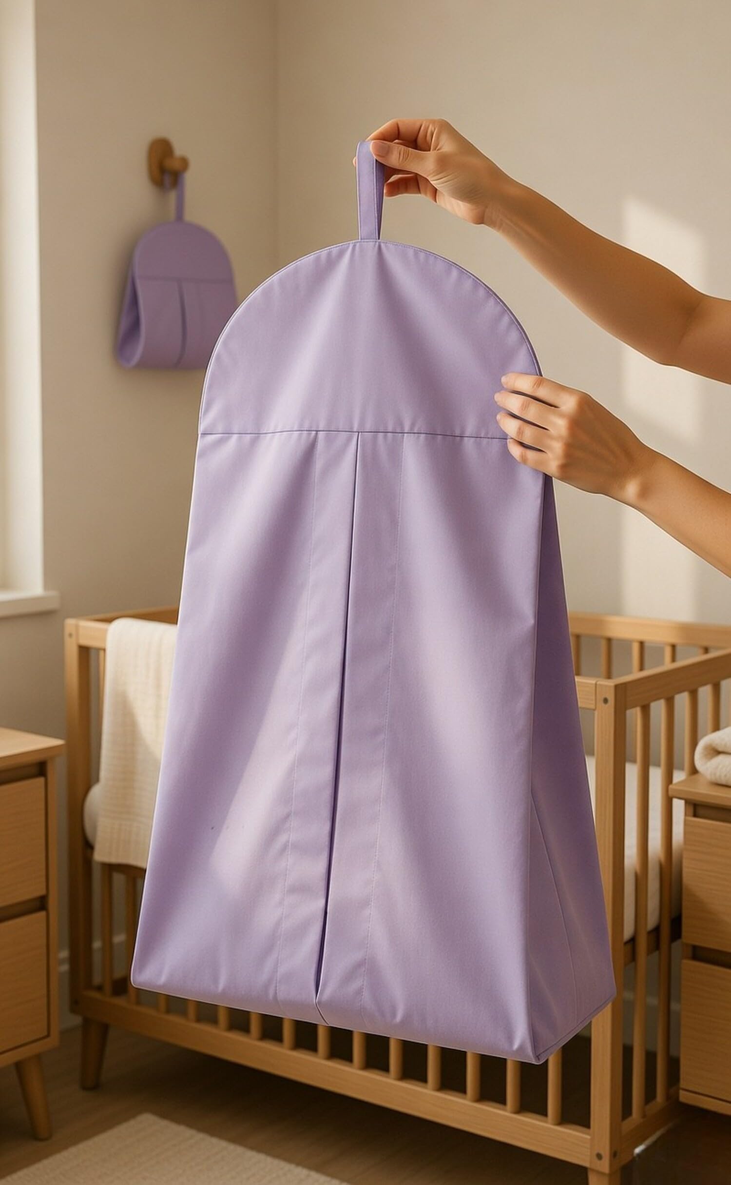 Organizador de almacenamiento de pañales para guardería, portátil, plegable, lavable a máquina y espacioso, apilador de pañales morado