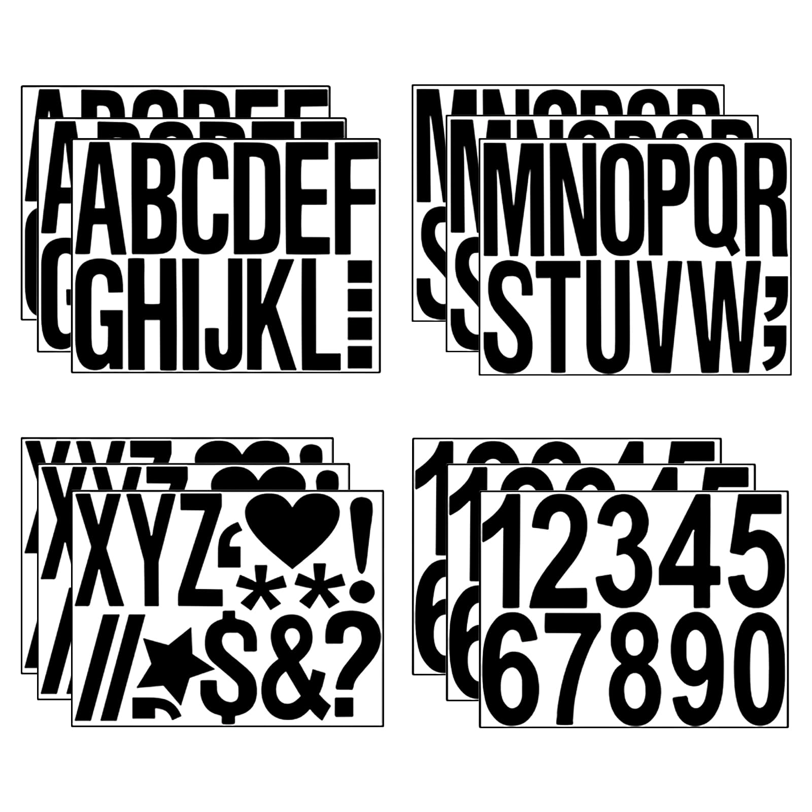 12 Hojas Números y Letras Adhesivas, 10cm Letras Adhesivas Grandes, Vinilo Números Letras Pegatinas, Pegatinas Letras Adhesivas para Manualidades Señales al Aire Libre Carteles Buzones de Correo