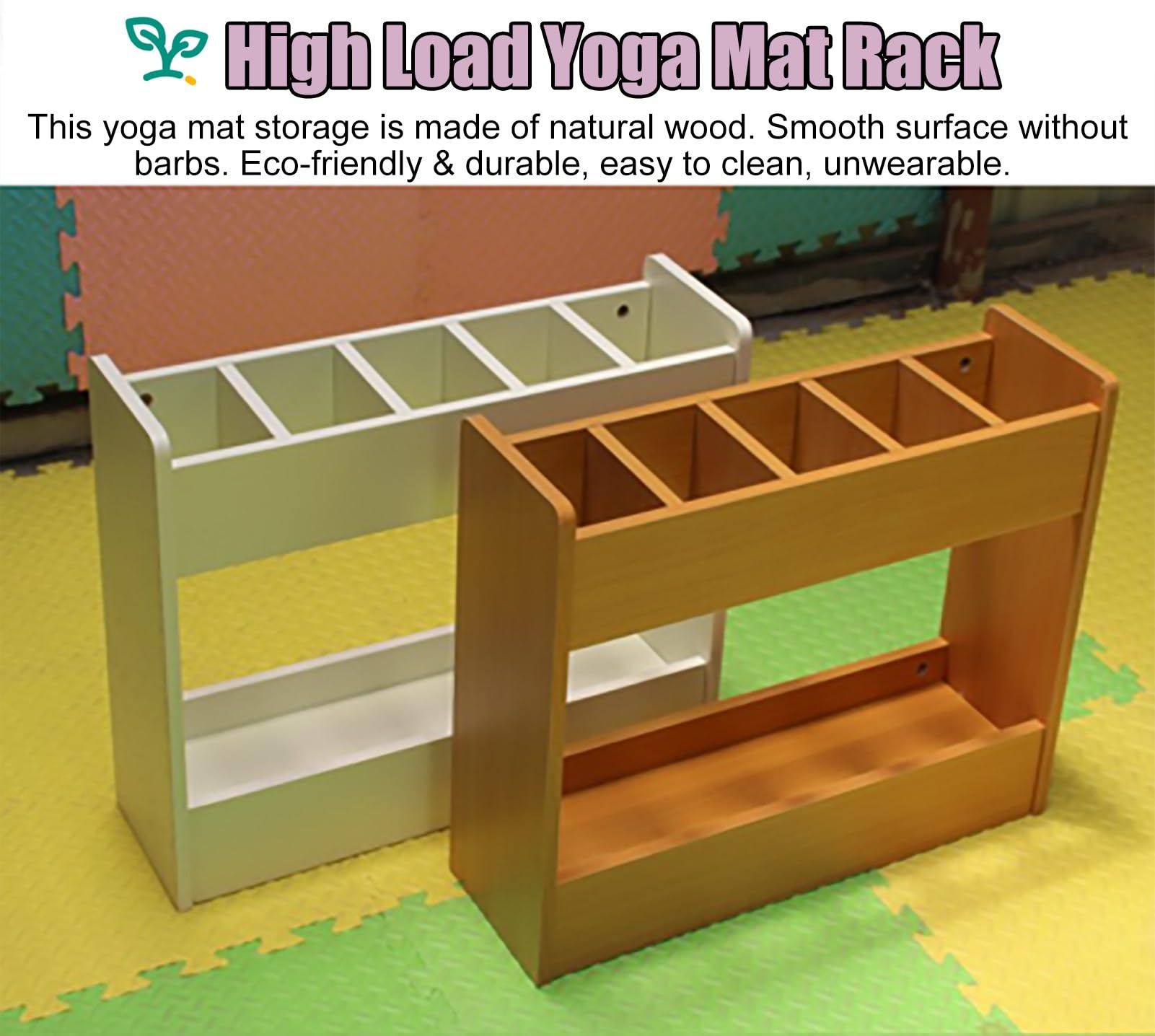 Soporte para Esterilla de Yoga para el hogar, Soporte para Esterilla de Yoga, Cesta de Madera Natural para Esterilla de Yoga, Rodillo de Espuma, Pesas Rusas, Bloques de Yoga, Raquetas de bád