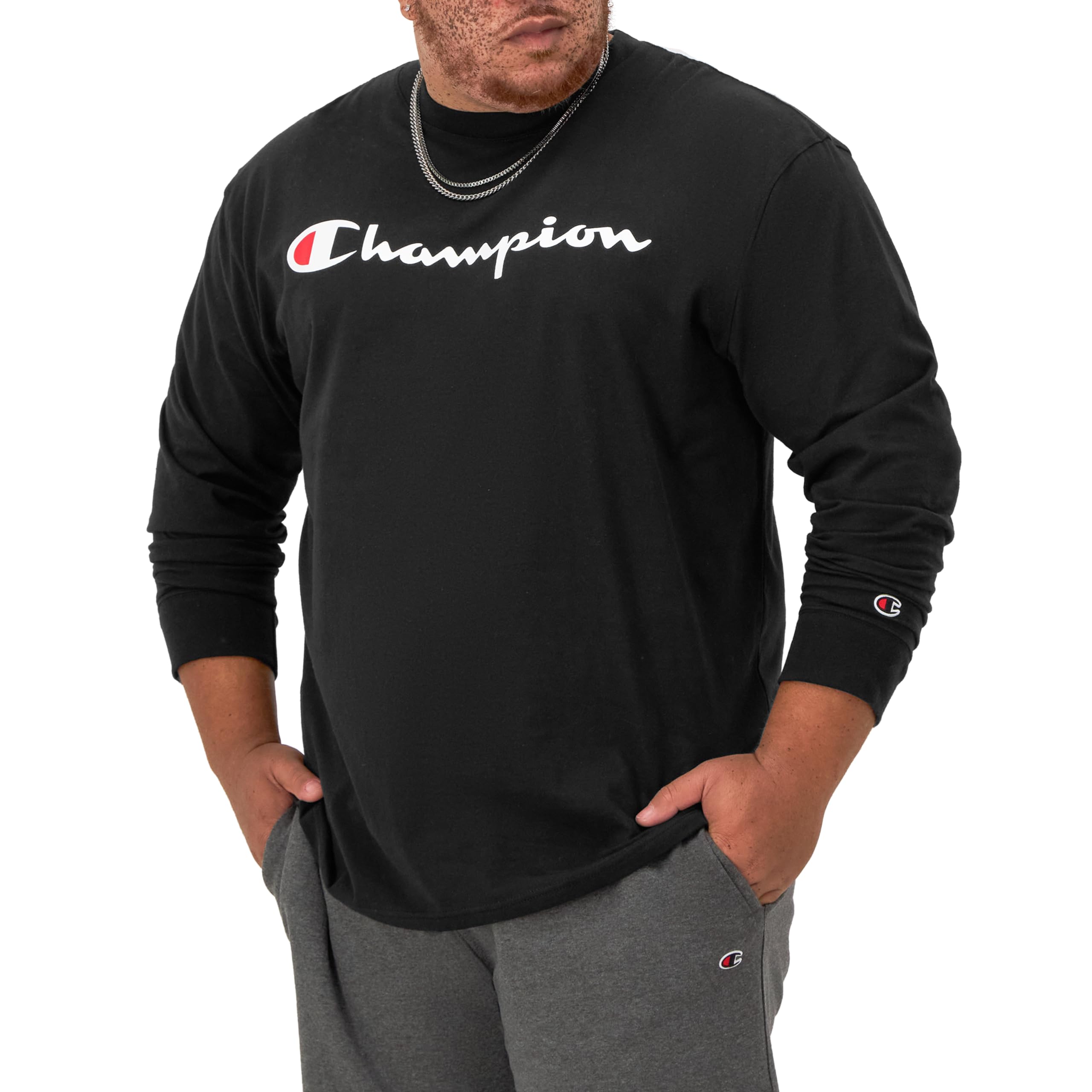 ChampionMen's Long Sleeve T-shirt, Classic T-shirt for Men (Reg. Or Big & Tall)