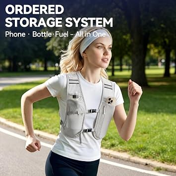 Running Vest Hydration Backpack Polyester Material Hydration Vest with Running Adjustable Weighted Vest with Reflective Stripes Running Vest Lightweight for Marathons Running Cycling