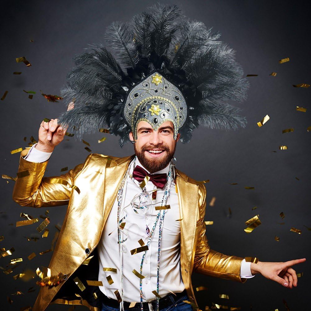 Tocado De Plumas De Corista, Diadema De Carnaval, Accesorios para Disfraces De Vegas, Fiesta De Mardi Gras De Río