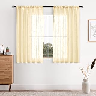 DWCN Flax Linen Sheer Curtains Semitransparent Window Panels Rod Pocket Living Room Voile Sheer Curtains Light Glare Filtering, Set of 2, Light Beige, 52 x 54 Inches
Recycled Claim Standard Blended
