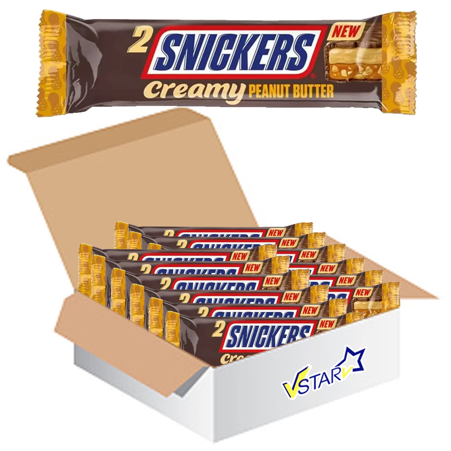VSTARAll Chocolate Bars Collection (Snickers Creamy Peanut Butter Duo Bar 36.5g, Half Box), 1.0 count