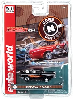 Auto World Thunderjet 1957 Chevrolet Bel Air Street Rod w/Blower (Black) HO Scale Slot Car