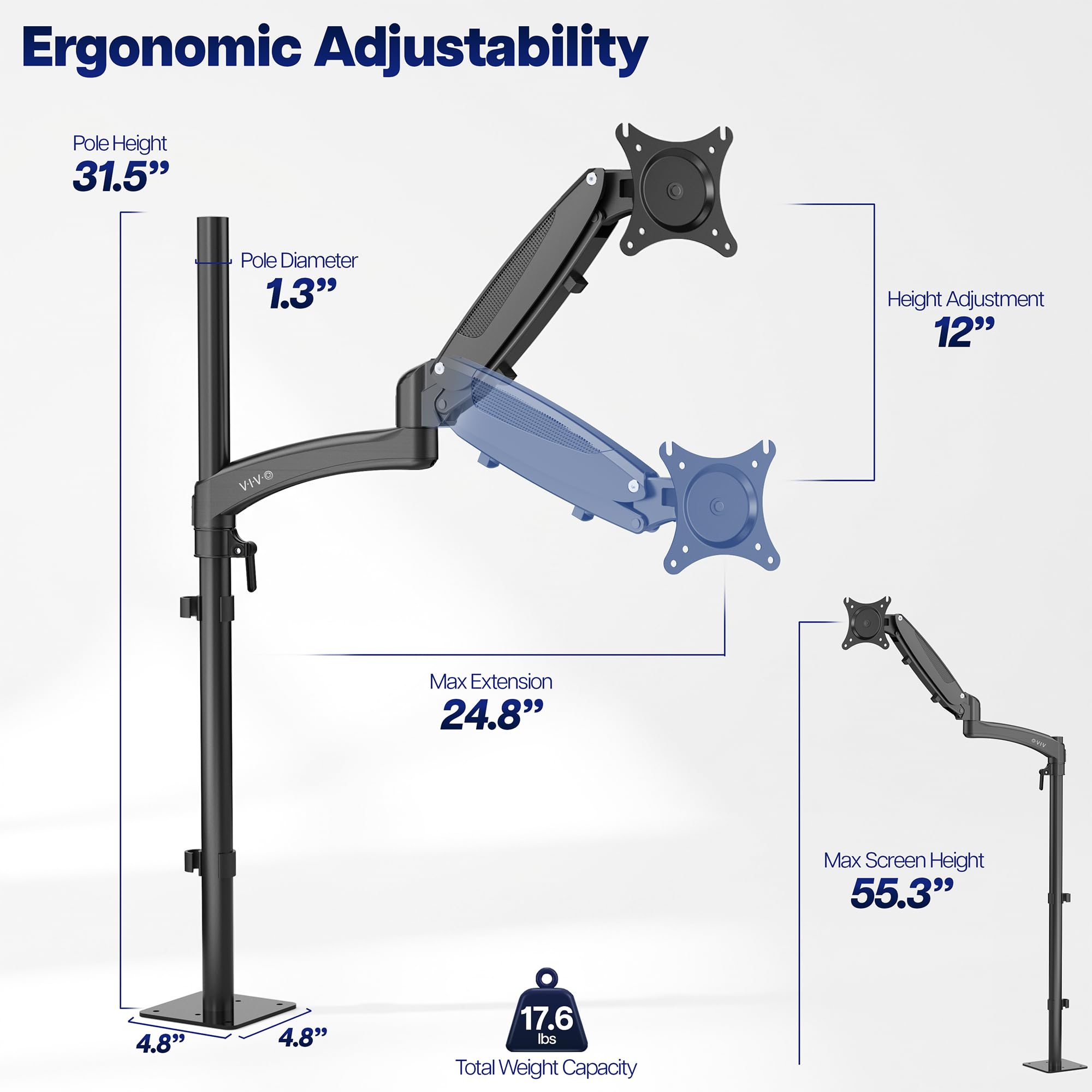 VIVO STAND-V1WF Monitor-Boden- oder Wandhalterung für 17 bis 32 Zoll
