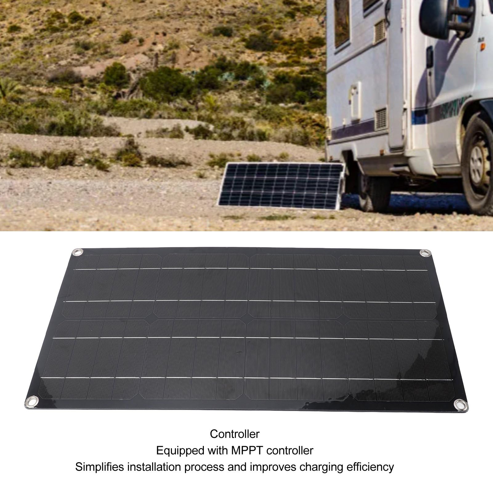 Monokristallines 100-W-Solarpanel-MPPT-Controller-Kit, Hocheffiziente Solarenergie + ABS-Material, Geeignet für Wohnmobile, Zelte, Dächer, Boote, Hütten, für Outdoor-Aktivitäten