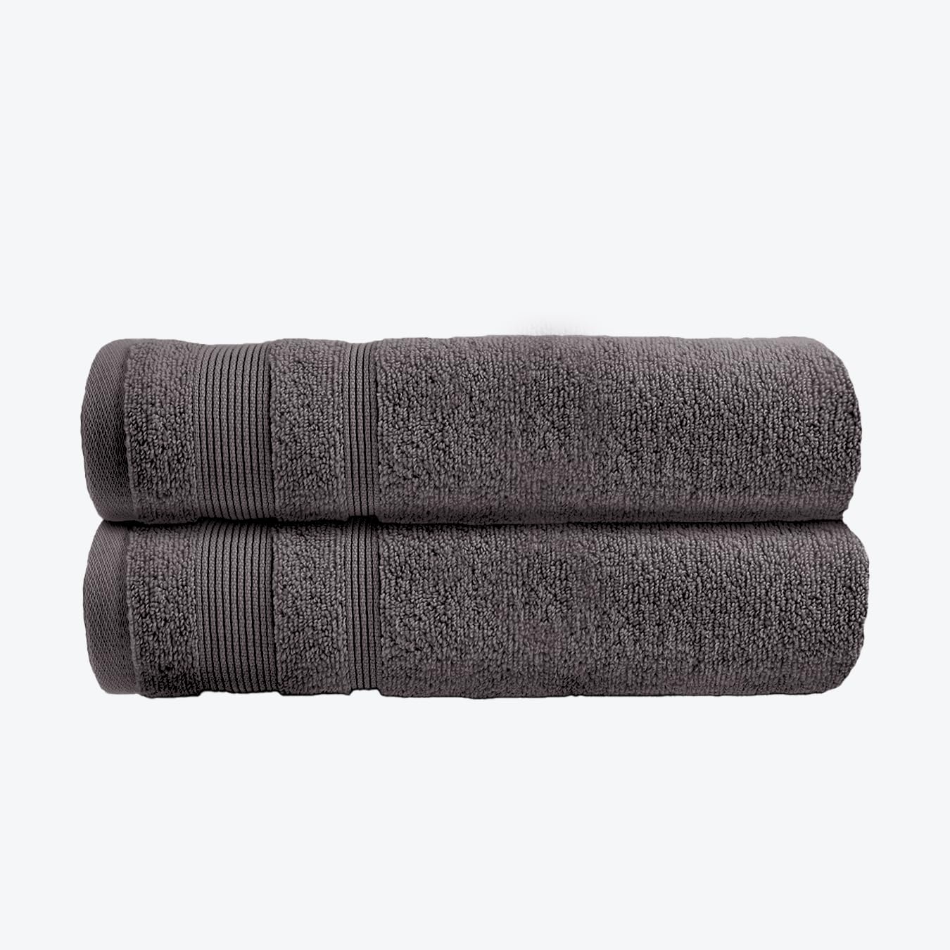 Allure Bath Fashions Charcoal Allure Zero Twist Bath Towel Set For Bathroom, Pack Of 2, 70 X 120Cm, 100% Egyptian Cotton (Charcoal)