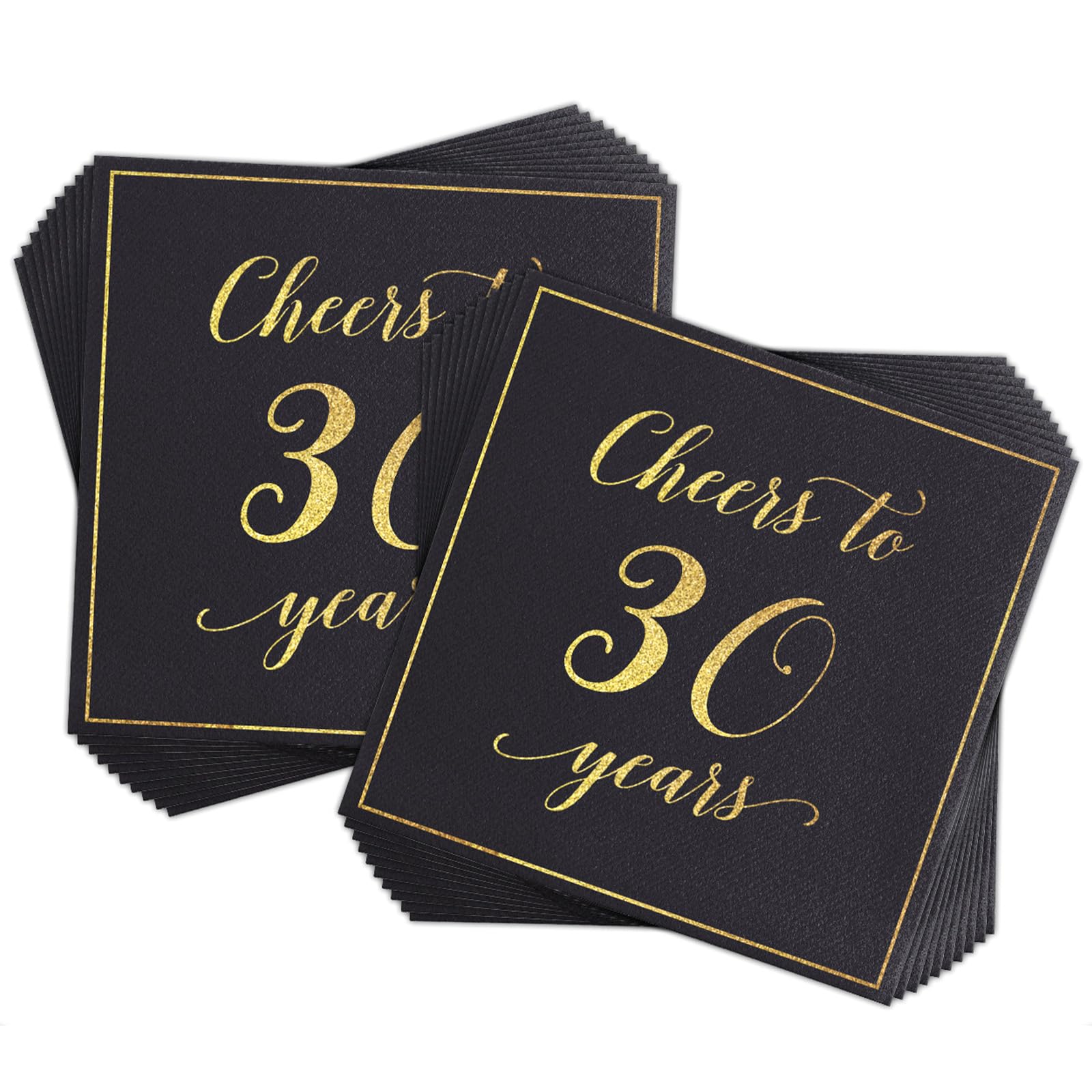Scettar 40 Pcs Black Gold 30th Birthday Paper Napkins,Happy Birthday Tableware Paper Napkins,Napkins Disposable Party,30th Birthday Party Tissue for Anniversary,Graduate,Birthday Party Decoration