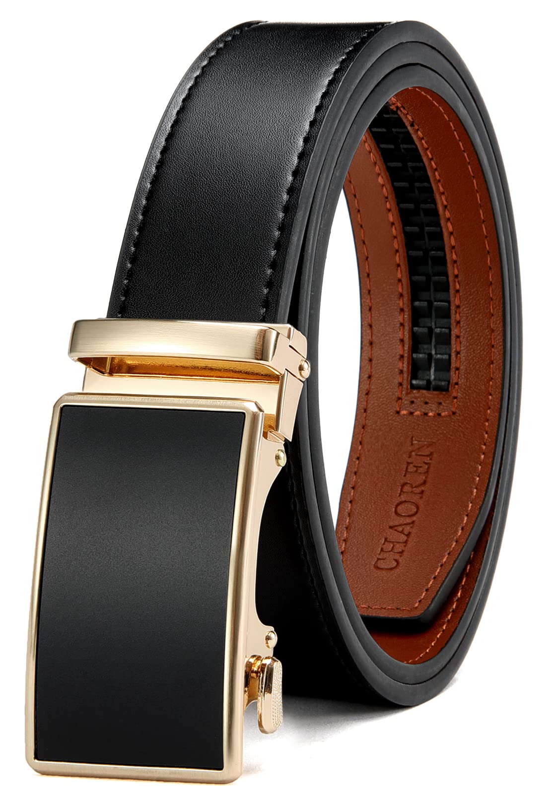 CHAOREN Cintura Uomo, Cintura Uomo Pelle Cricchetto Automatica Fibbia 35mm, Trim Regolabile per Adattars