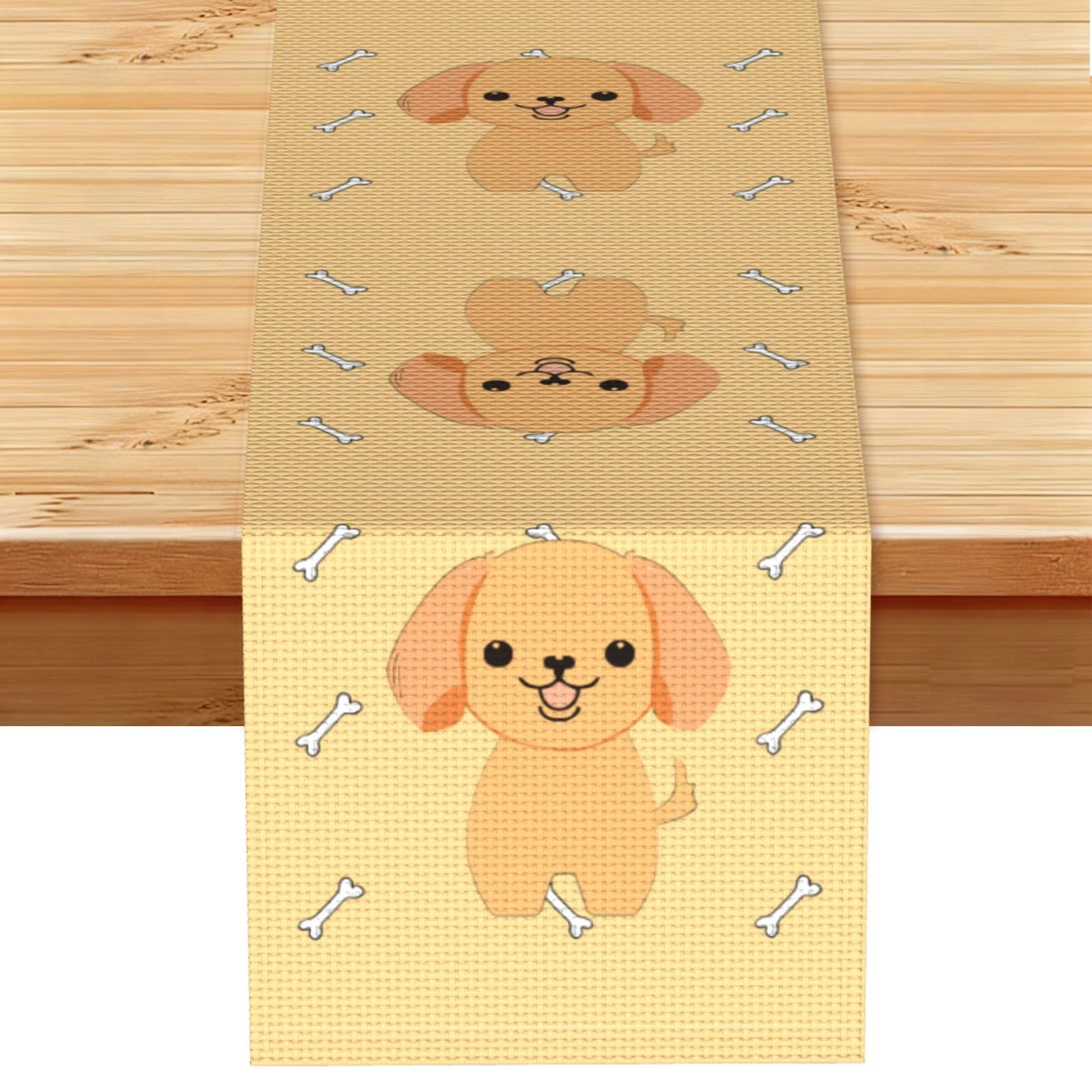 cartoon cute puppy Linen Feel Table Runner Wedding Party Home Decoration