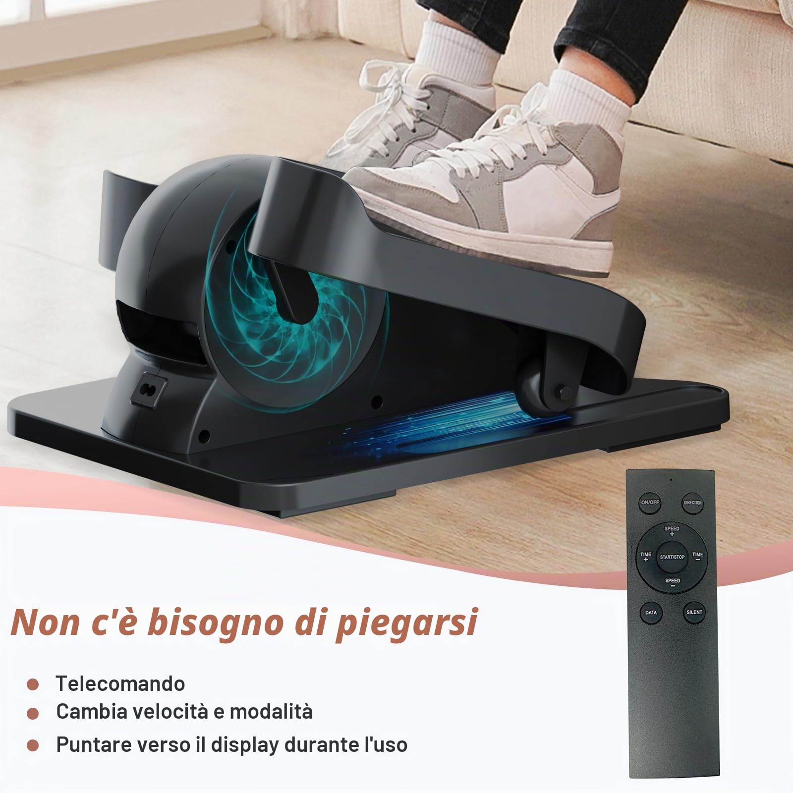 TODO Trainer Ellittico da Scrivania con Massaggi Fissi per i Piedi, Trainer Ellittico Elettrico per il Recupero Delle Gambe per Gli Anziani Pedalatore Seduto per Adolescenti e Adulti