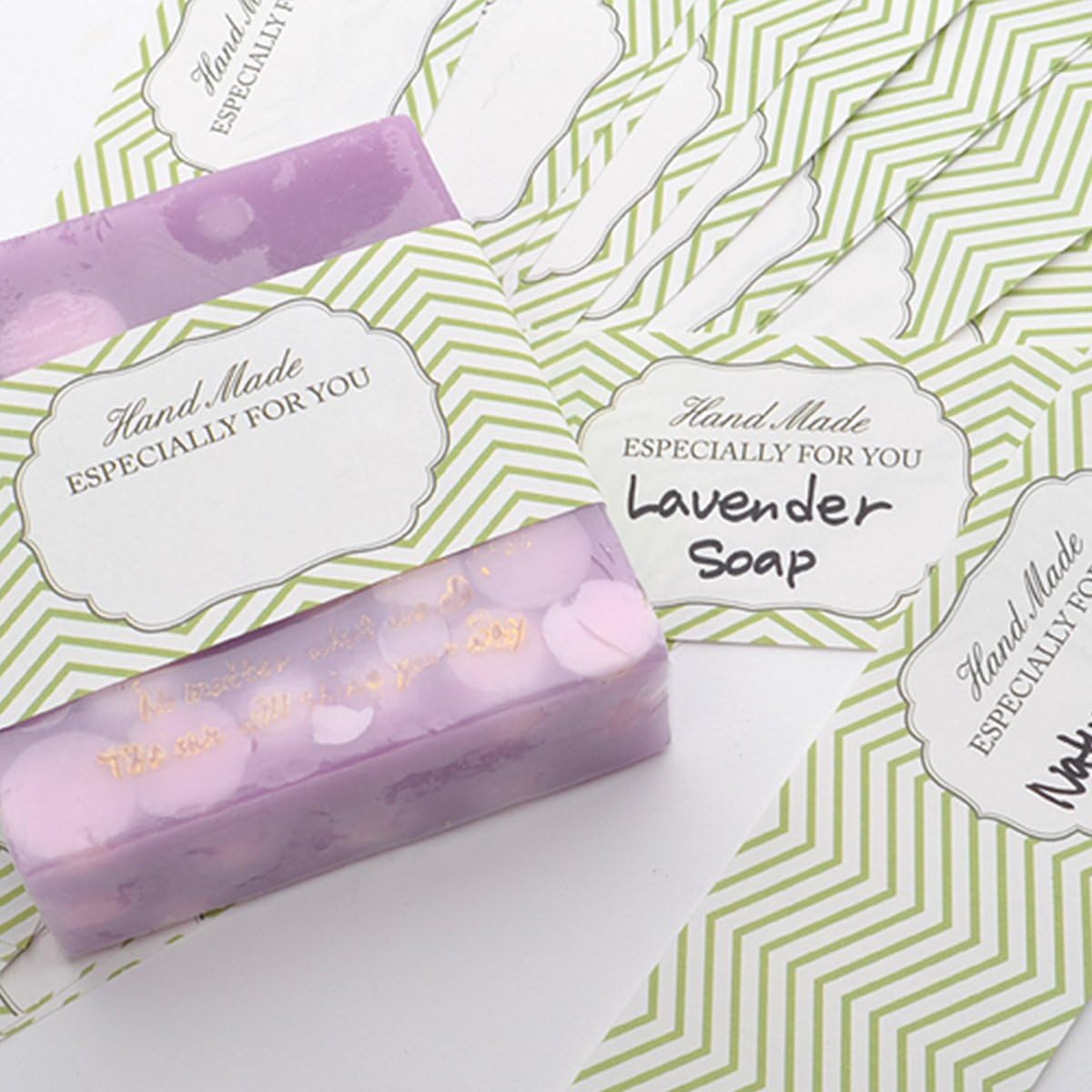 CHAWOORIM Wrappers Labels Tape for Hand Made Soap Bar Packaging Kraft Gift Boxes Soap Making Supplies Zigzag Pattern