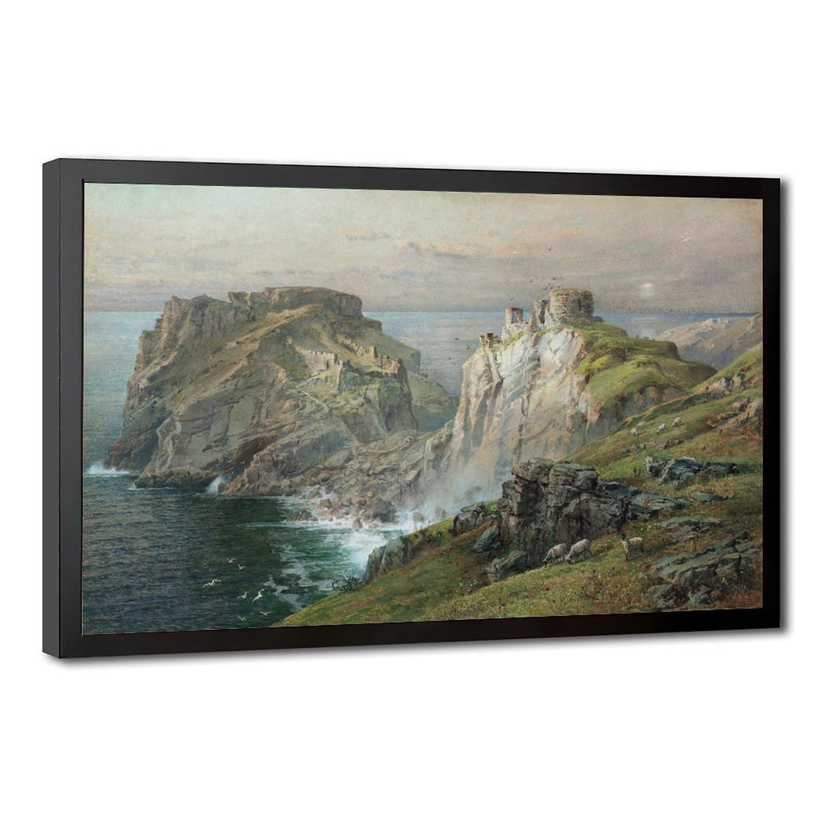 WCYB Tintagel by William Trost Richards Posters Prints Canvas Deco Paintings Wall Art Hangable Frame 20" L X 30" W