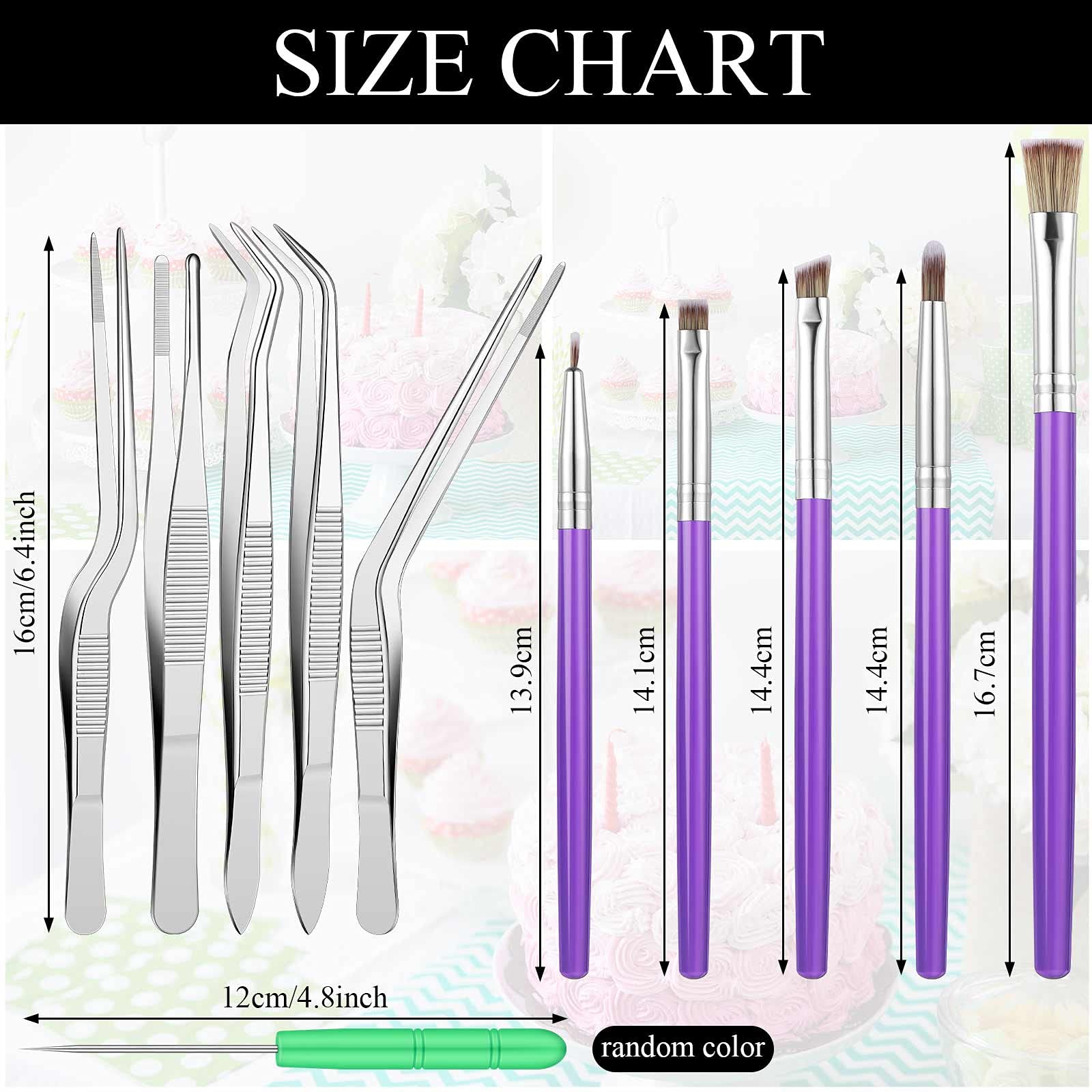 13 Pieces Kitchen Tweezers and Decorating Tools Set Cake Decorating Tool Cake Brushes Scriber Needle Scribers Needle Tweezers Supplies Tools for Cookie Fondant