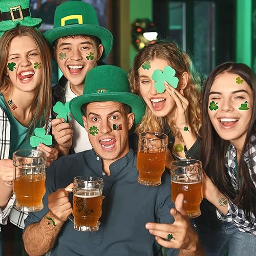 Miniatura 2 de FAMYGFT 20 hojas de tatuajes temporales del día de San Patricio tatuajes de trébol impermeable tatuajes falsos de trébol de 4 hojas de la suerte