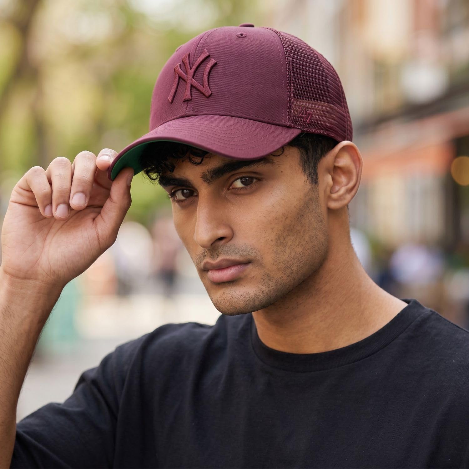 47 Brand MLB New York Yankees Branson cap B-BRANS17CTP-KM, Unisex cap with a Visor, Burgundy