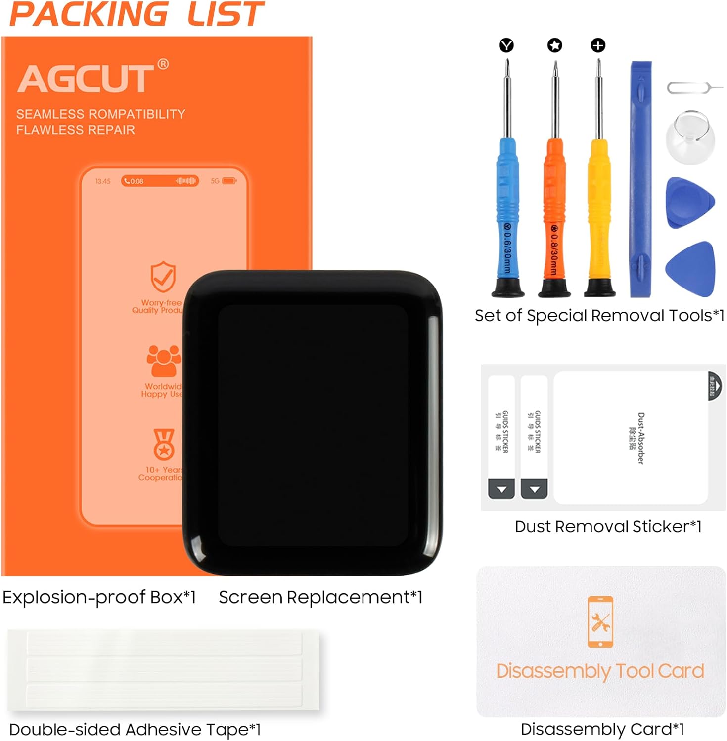 for Apple Watch Series 3 Screen Replacement for Watch Series 3 GPS 38MM LCD Display A1860 A1861 A1889 LCD Digitizer Touch Screen Assembly Repair Parts(GPS)