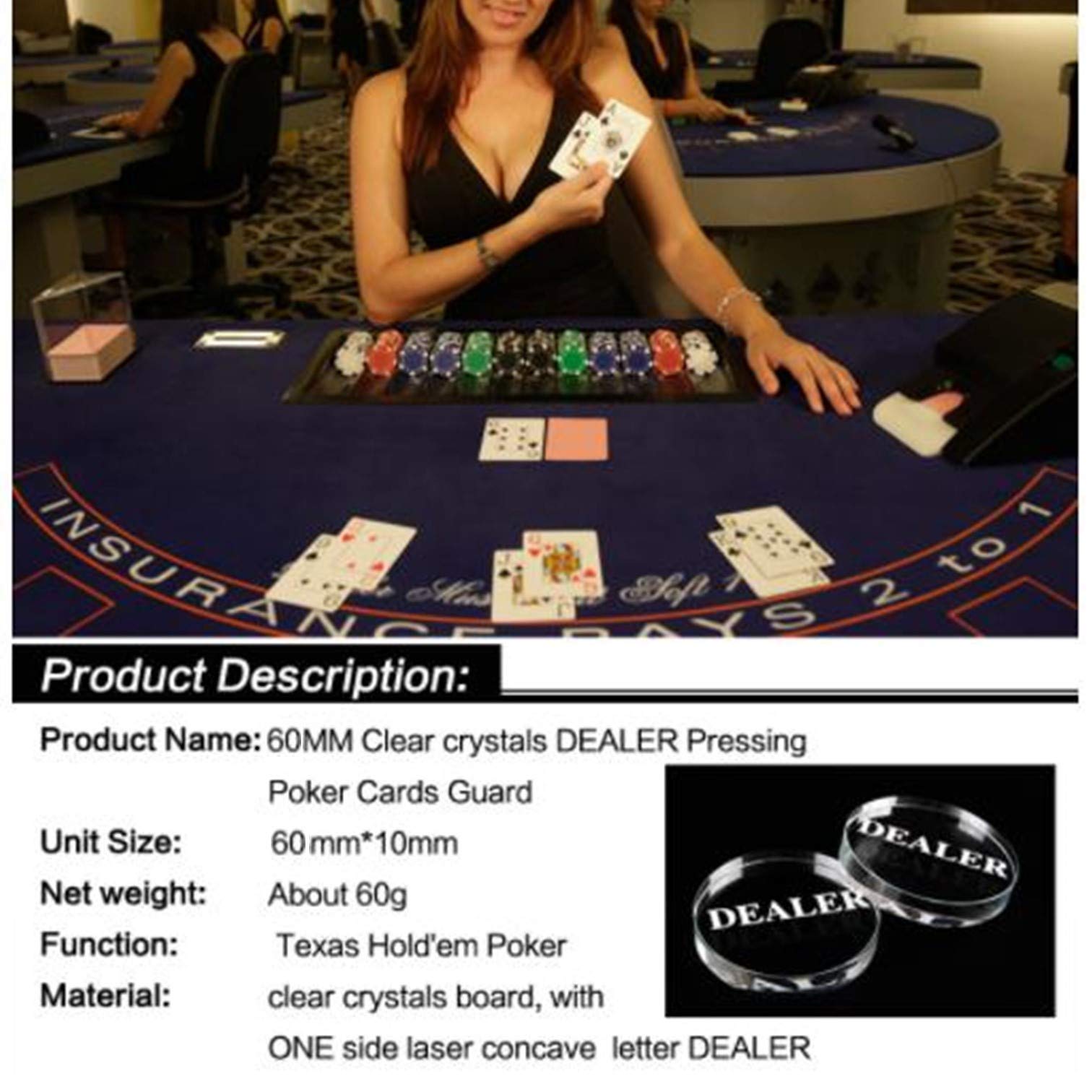 Amazon.co.jp: dilib ディーラーボタン 人工水晶 ポーカー カードゲーム テキサス カジノ チップ ルーレット DEALER  (クリア, 直径6cm) : おもちゃ