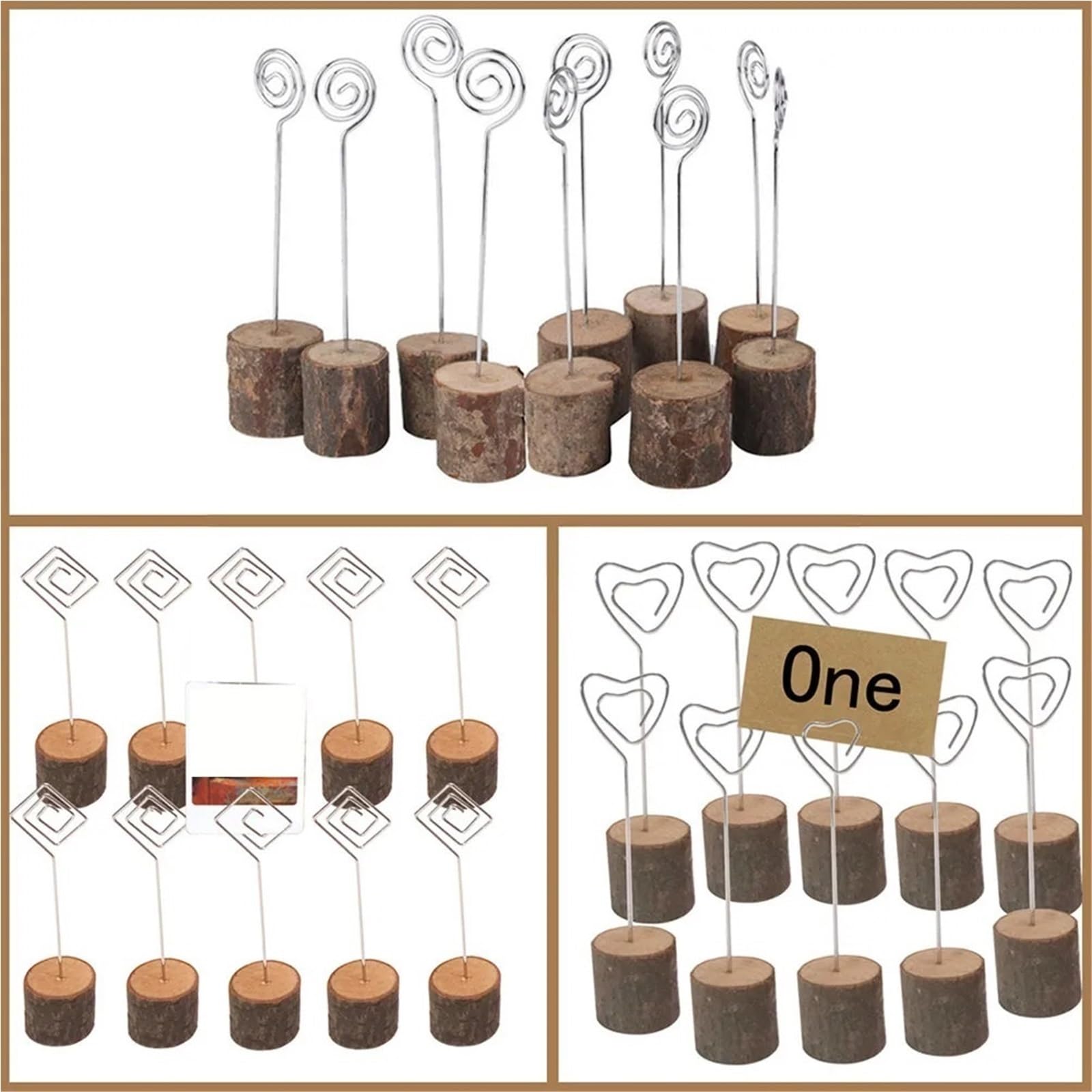 Memo-Clip-Halter, 20/80 Stück, Massivholz, herzförmig, Clip-Halter mit runder Holzbasis für Tisch, Menüständer, Tischkarte, Sitz, Retro-Schreibtischdekoration für Tische, Laden, Etiketten, Büro