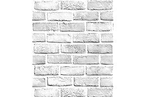 White Brick Peel and Stick Wallpaper Waterproof Self-Adhesive Faux White Brick Contact...