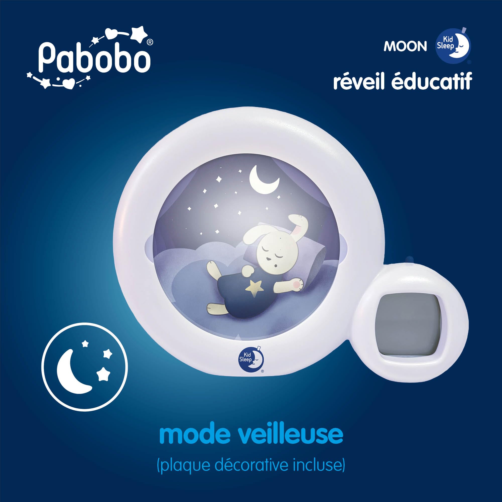 Claessens' Kids Kid'Sleep Moon Sleeptrainer lampka nocna, biały/niebieski