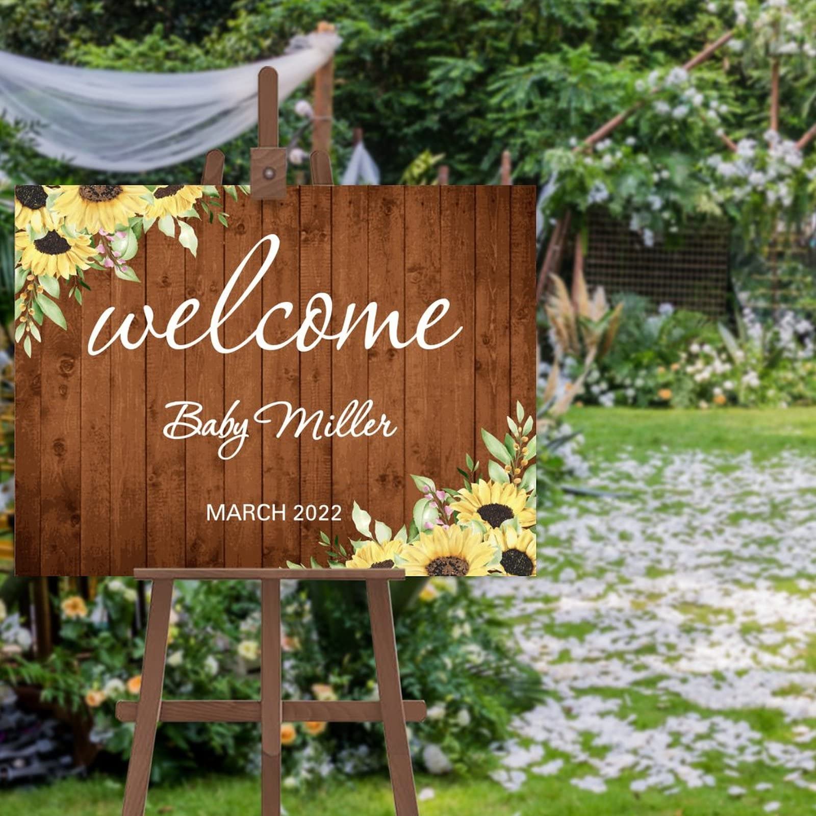 Panneau de bienvenue mariage décoration rustique pour cérémonie en forêt et fête